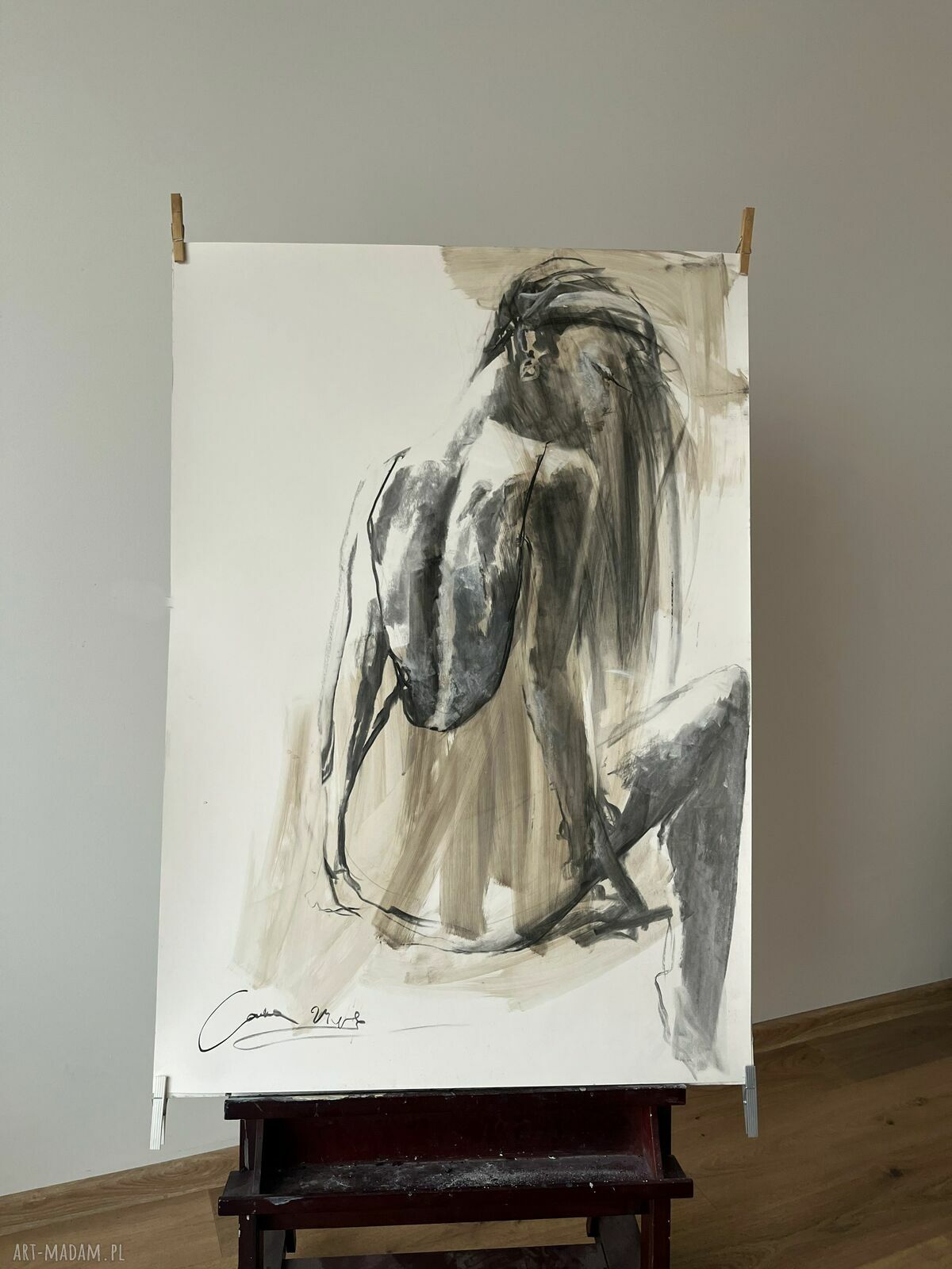 Lady 100x70 - czarno-biała grafika kobieca do salonu i sypialni