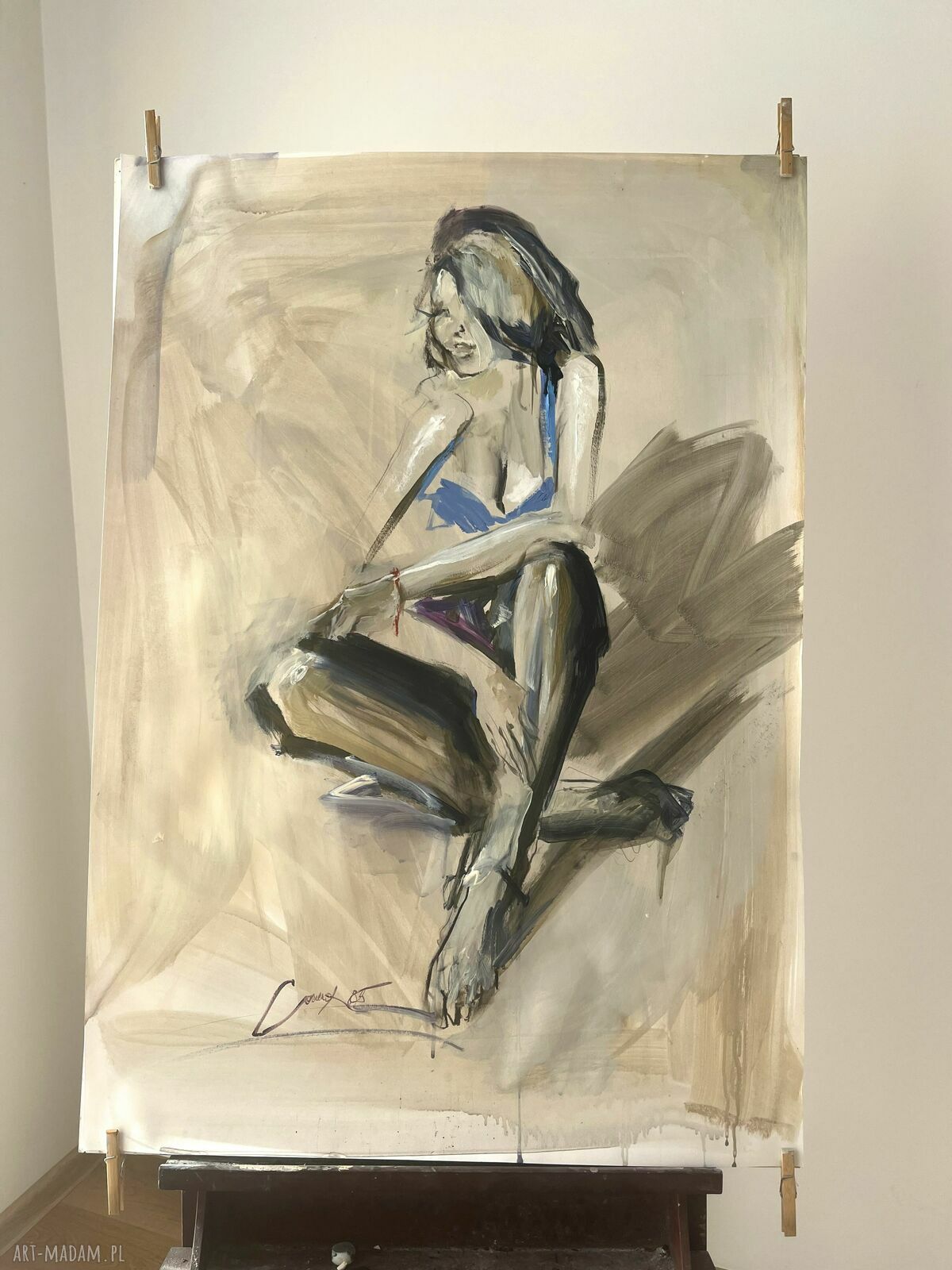 Lady 100x70 - kobieca grafika zmysłowa na papierze