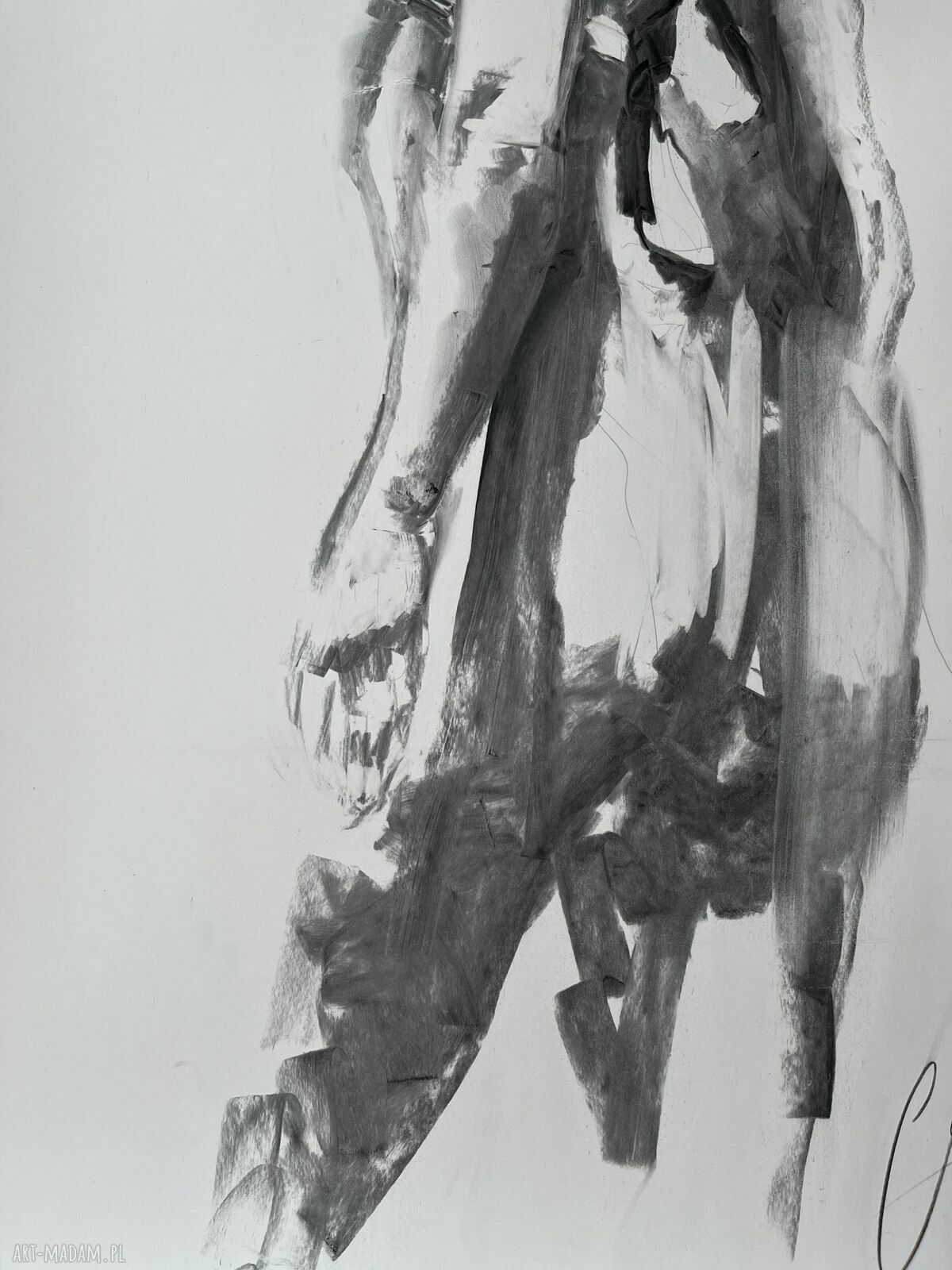 Lady 100x70 - obraz kobieta szkic z węgla na papierze