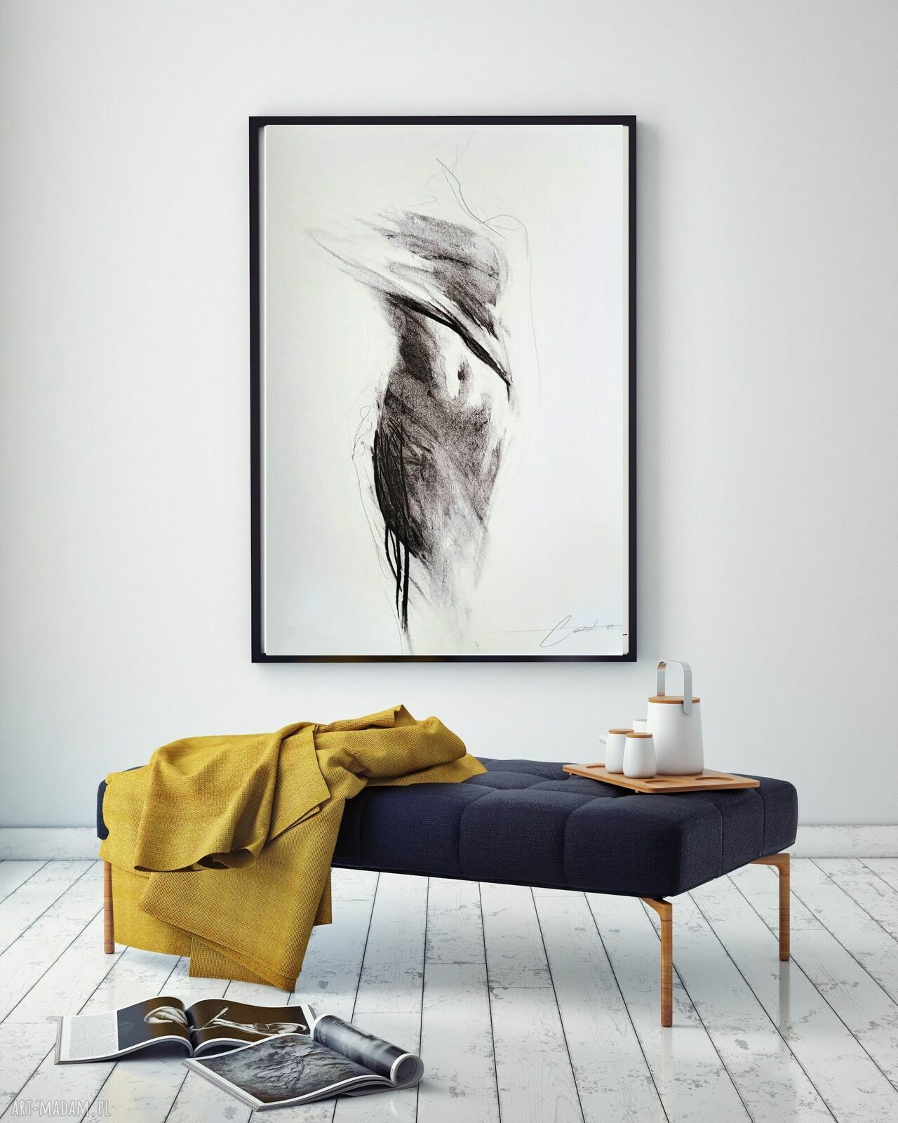 Lady 100x70 - autorska grafika kobieca z węgla, inkografia Giclée 270 g