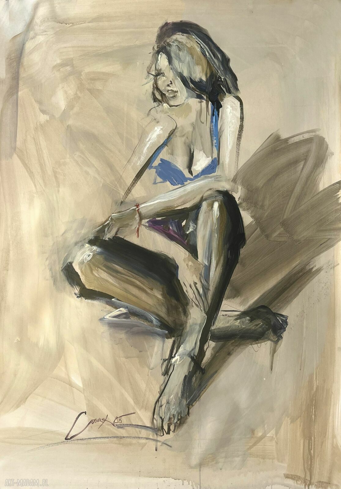 Lady 100x70 - kobieca grafika zmysłowa na papierze