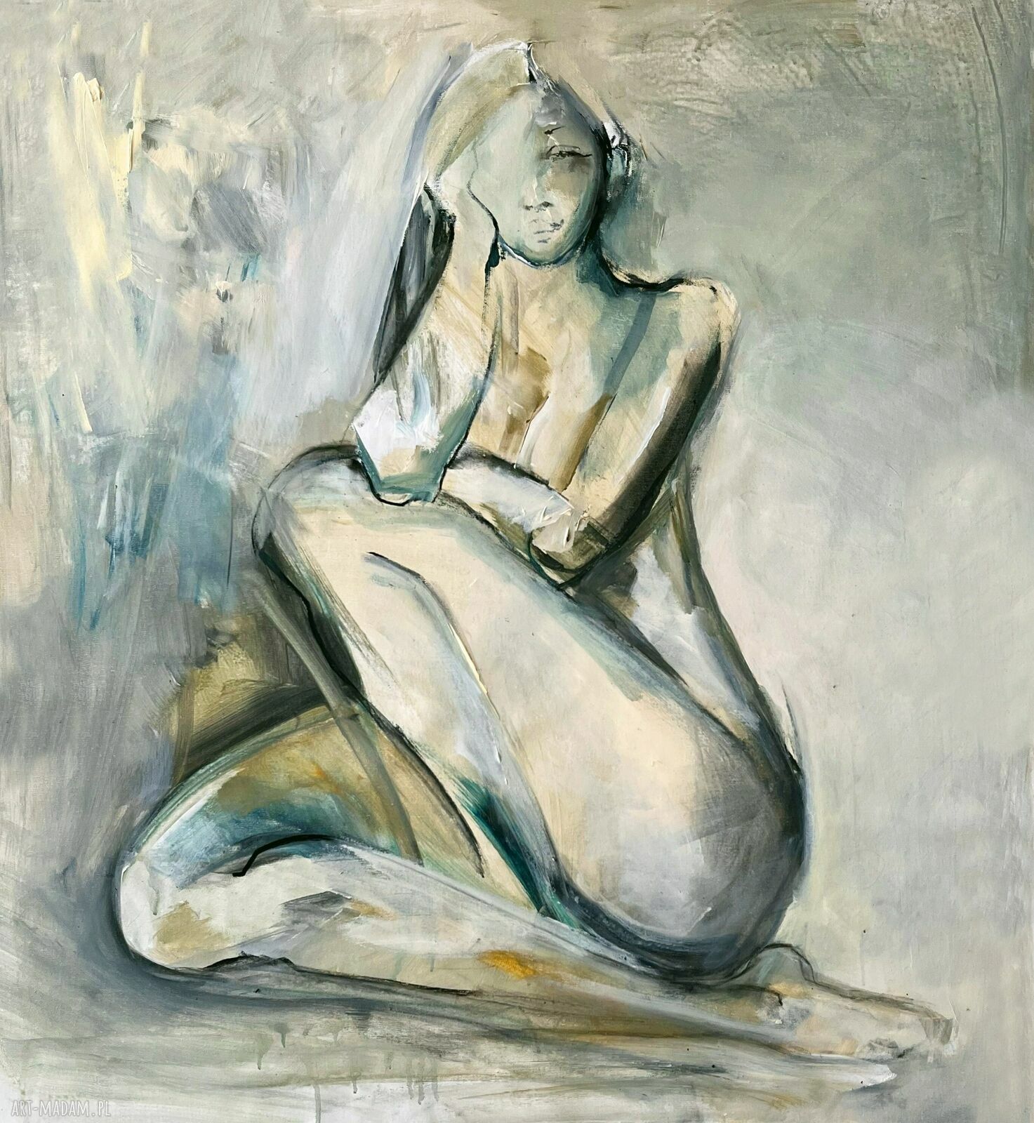Lady Green - obraz na płótnie 100x90 do sypialni i salonu