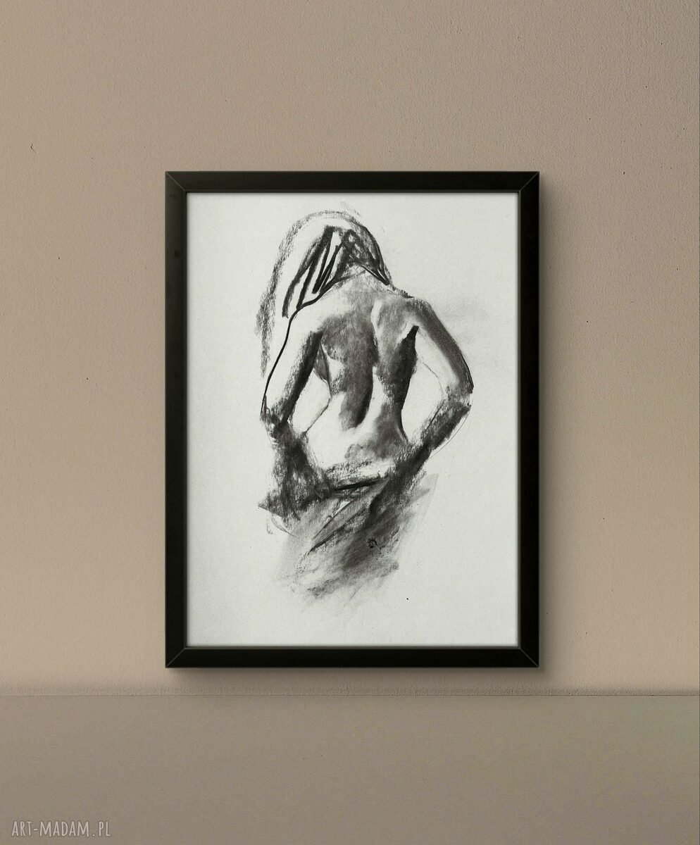 Obraz Lady 30x40 cm do sypialni - czarno-biała kobieca grafika Louka