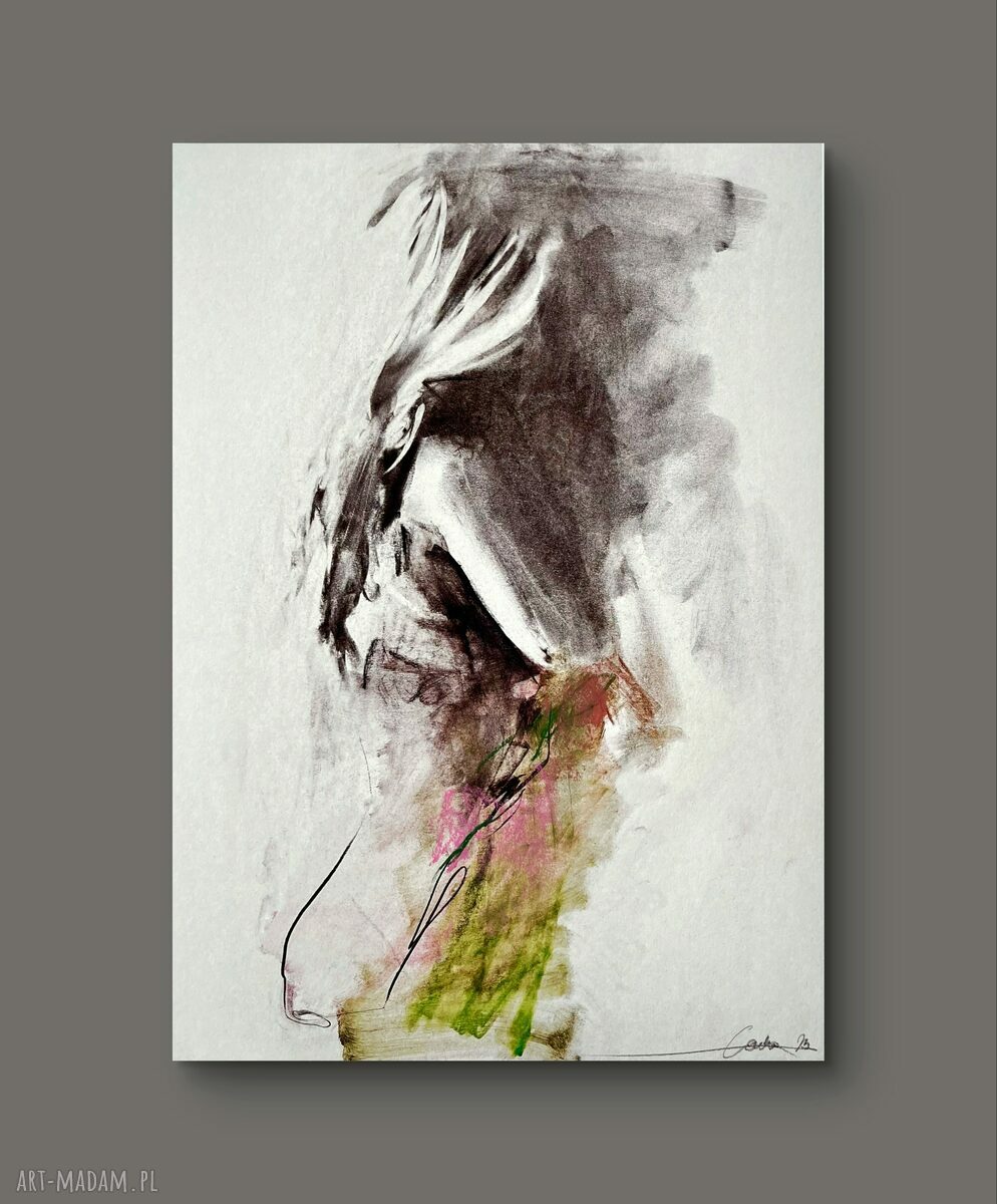 Lady - 57x81, kobieca inkografia w pastelach do salonu