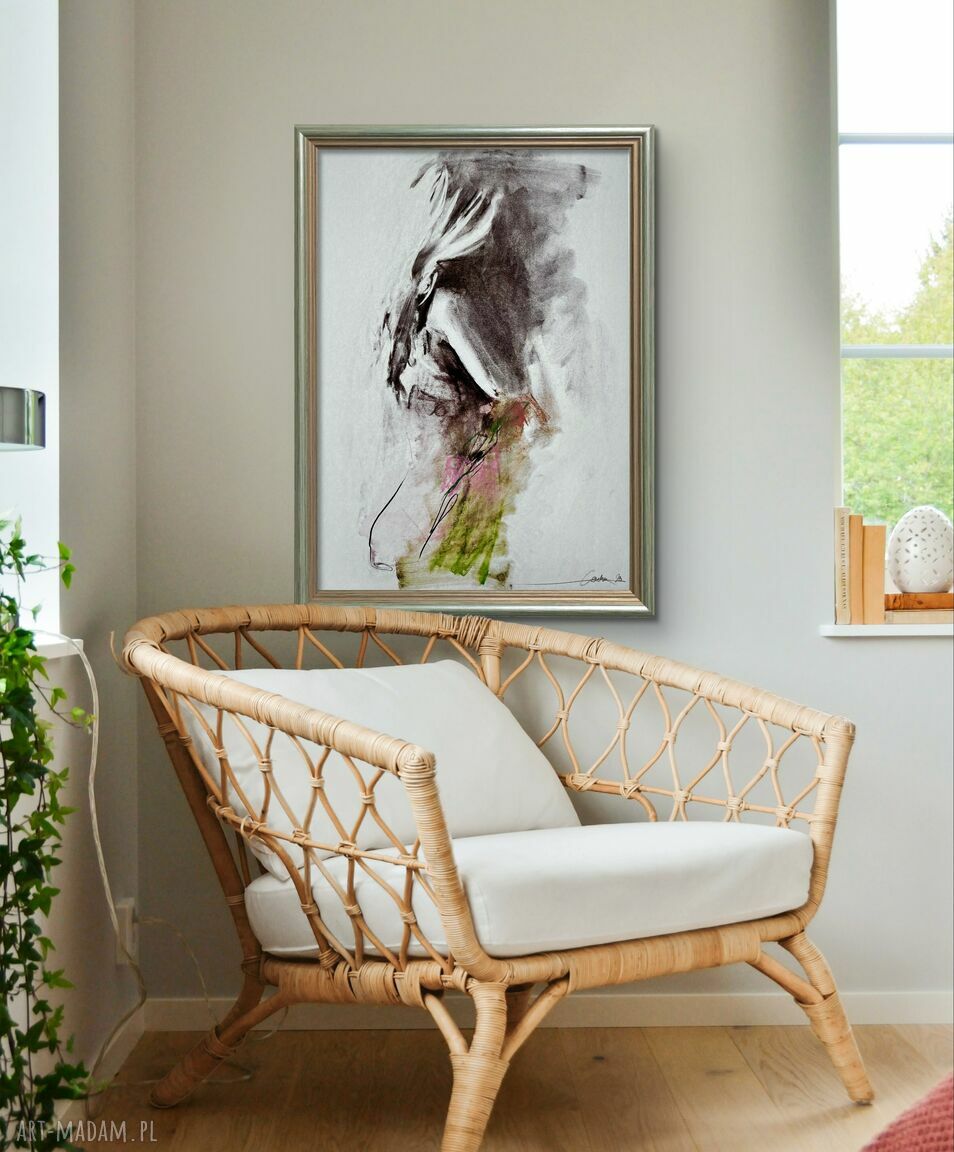Lady - 57x81, kobieca inkografia w pastelach do salonu