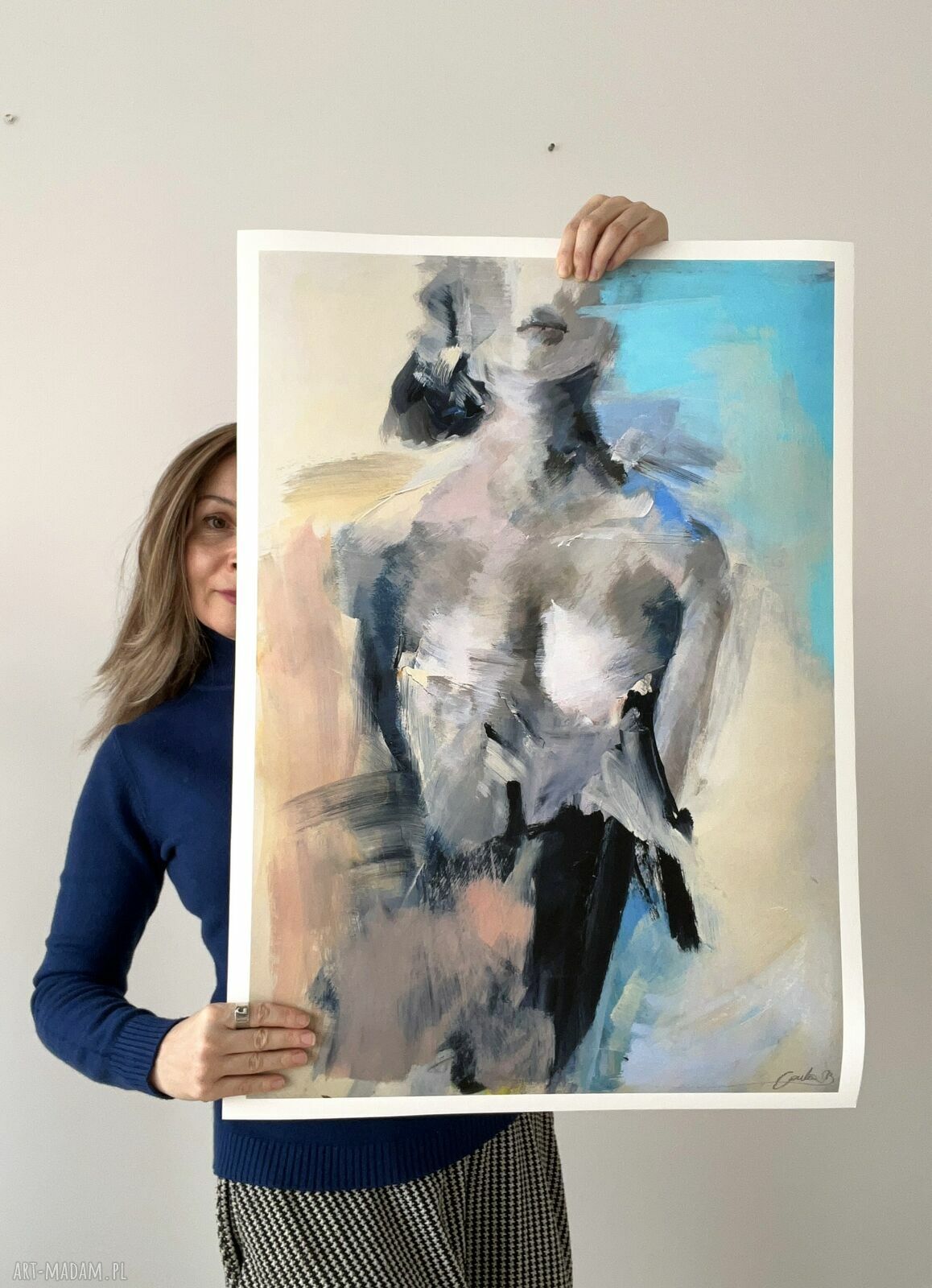 Plakat Kobieta "Lady" 60x90 - inkografia z ręcznie malowanymi detalami