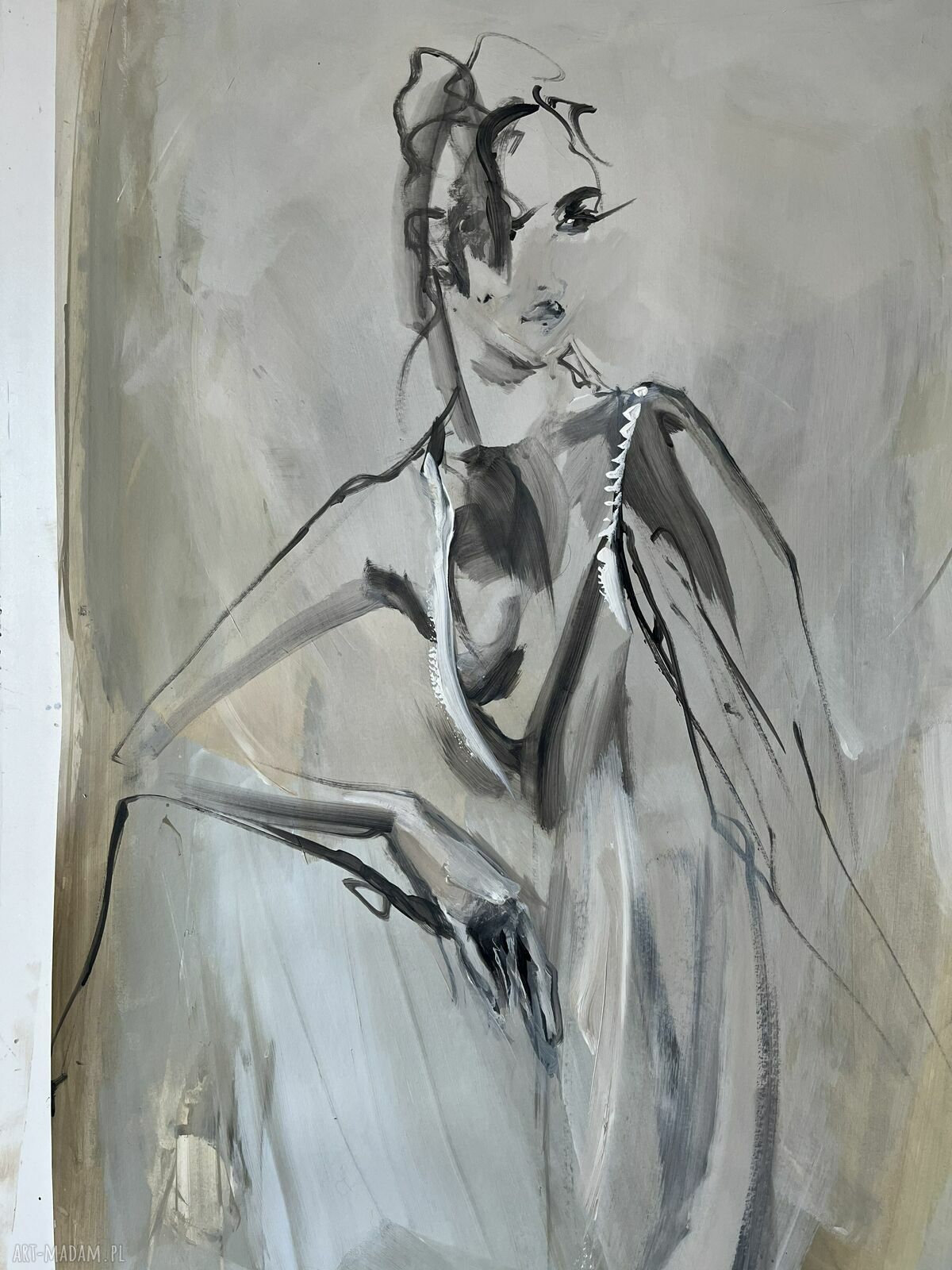 Lady - 64x112: obraz kobieta (akryl na papierze) - grafika kobieca