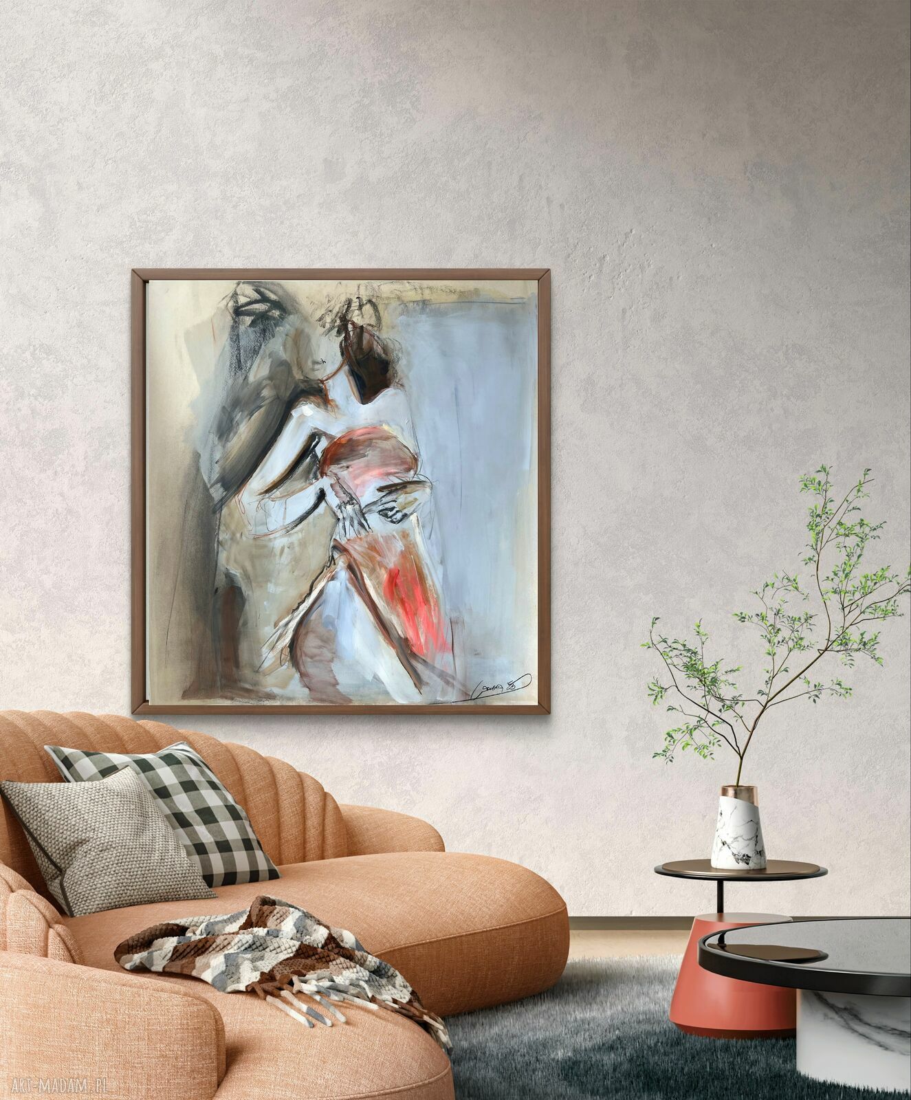 Obraz Lady 90x90 - grafika kobieca do salonu