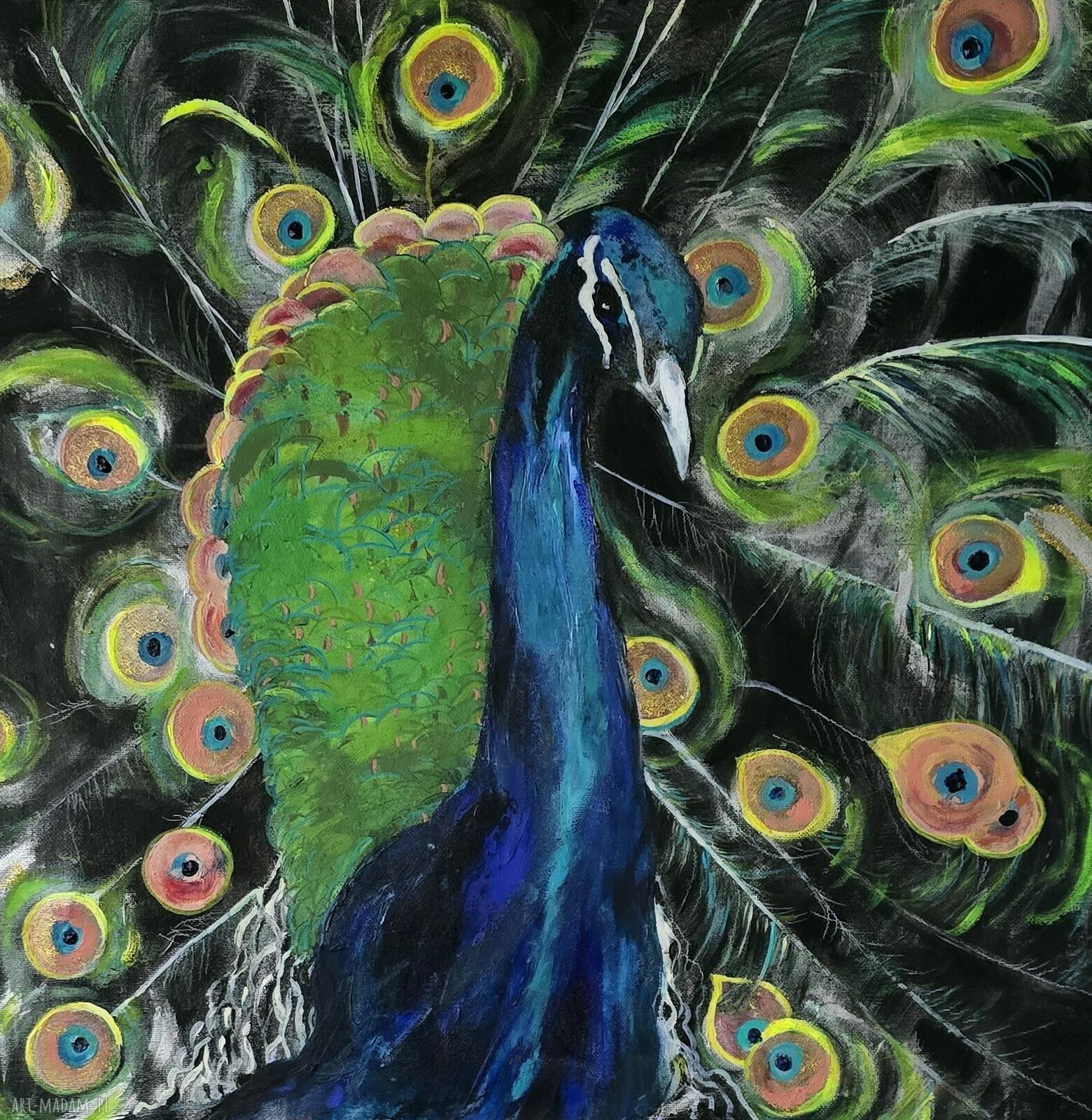 Lady Blue - obraz akrylowy z motywem pawiego oka