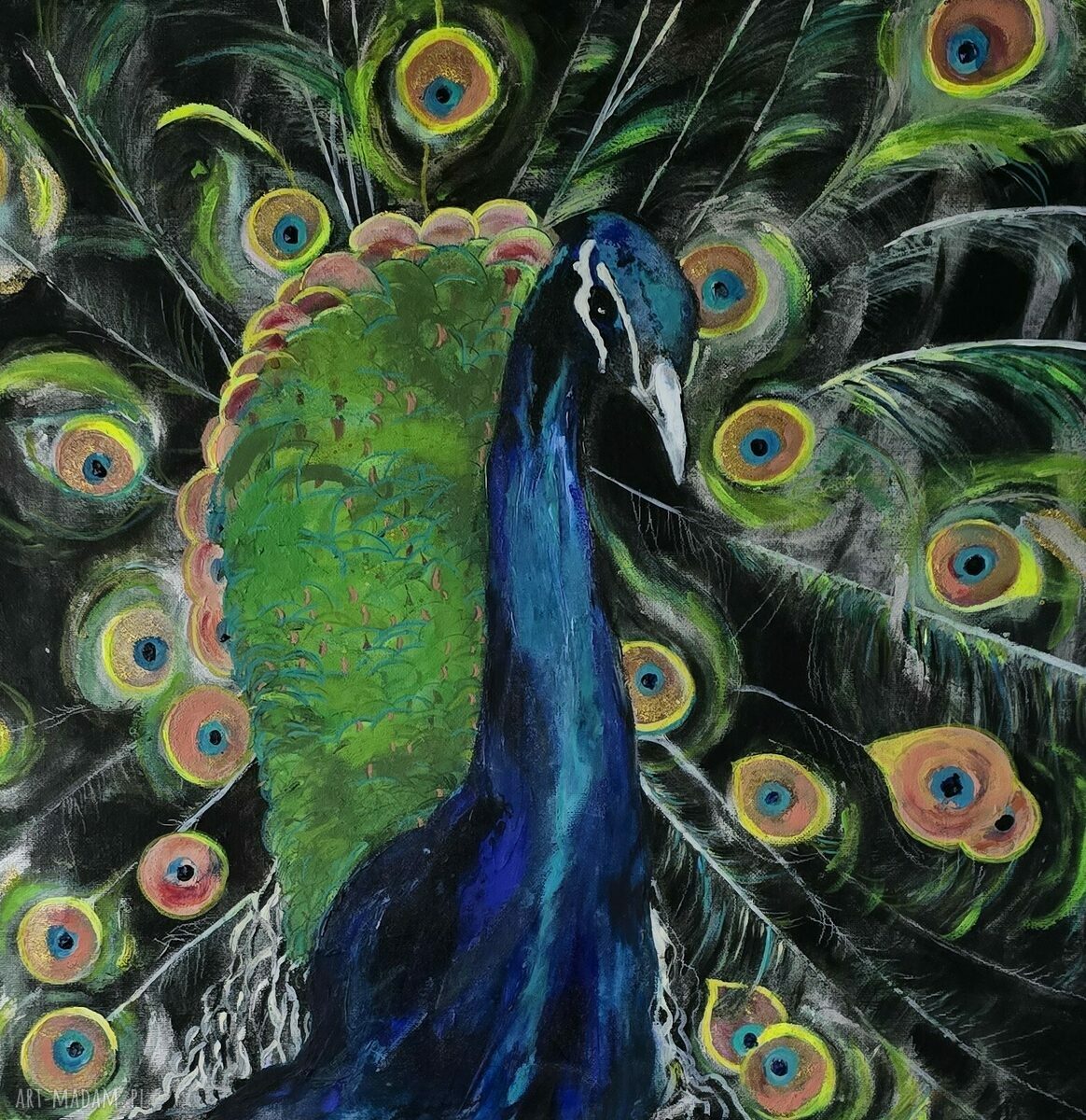 Lady Blue - obraz akrylowy z motywem pawiego oka