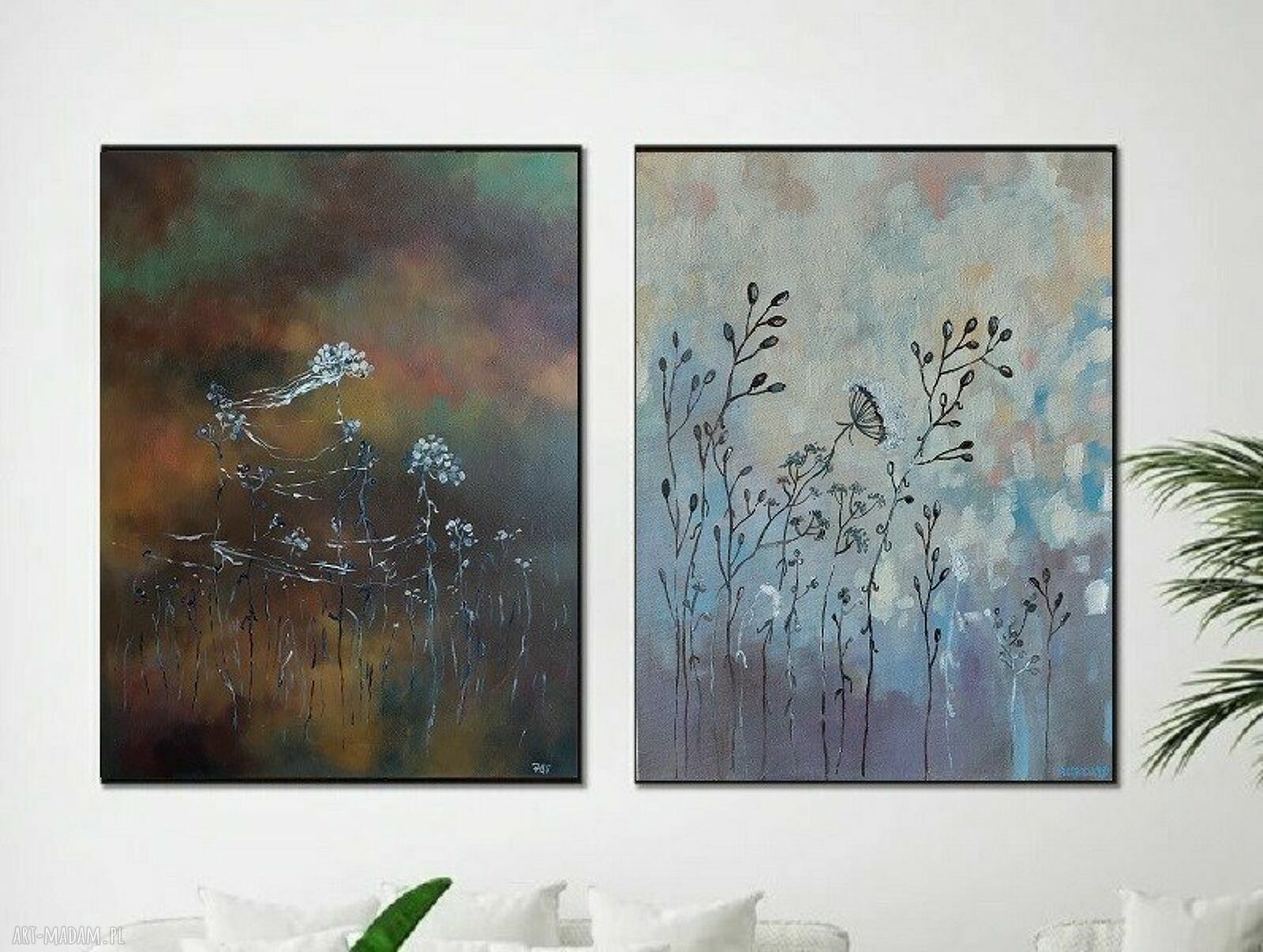 Łąka - dwa akrylowe obrazy 40x50 cm x2 od razu do zawieszenia