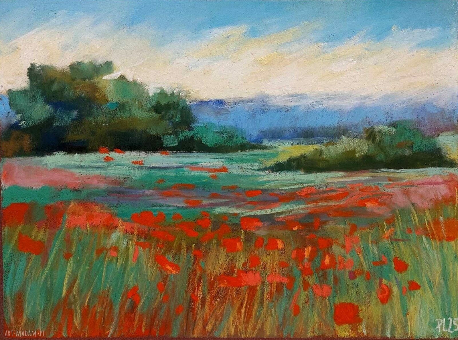 Łąka - dwa obrazy z pasteli suchymi 18x24 cm