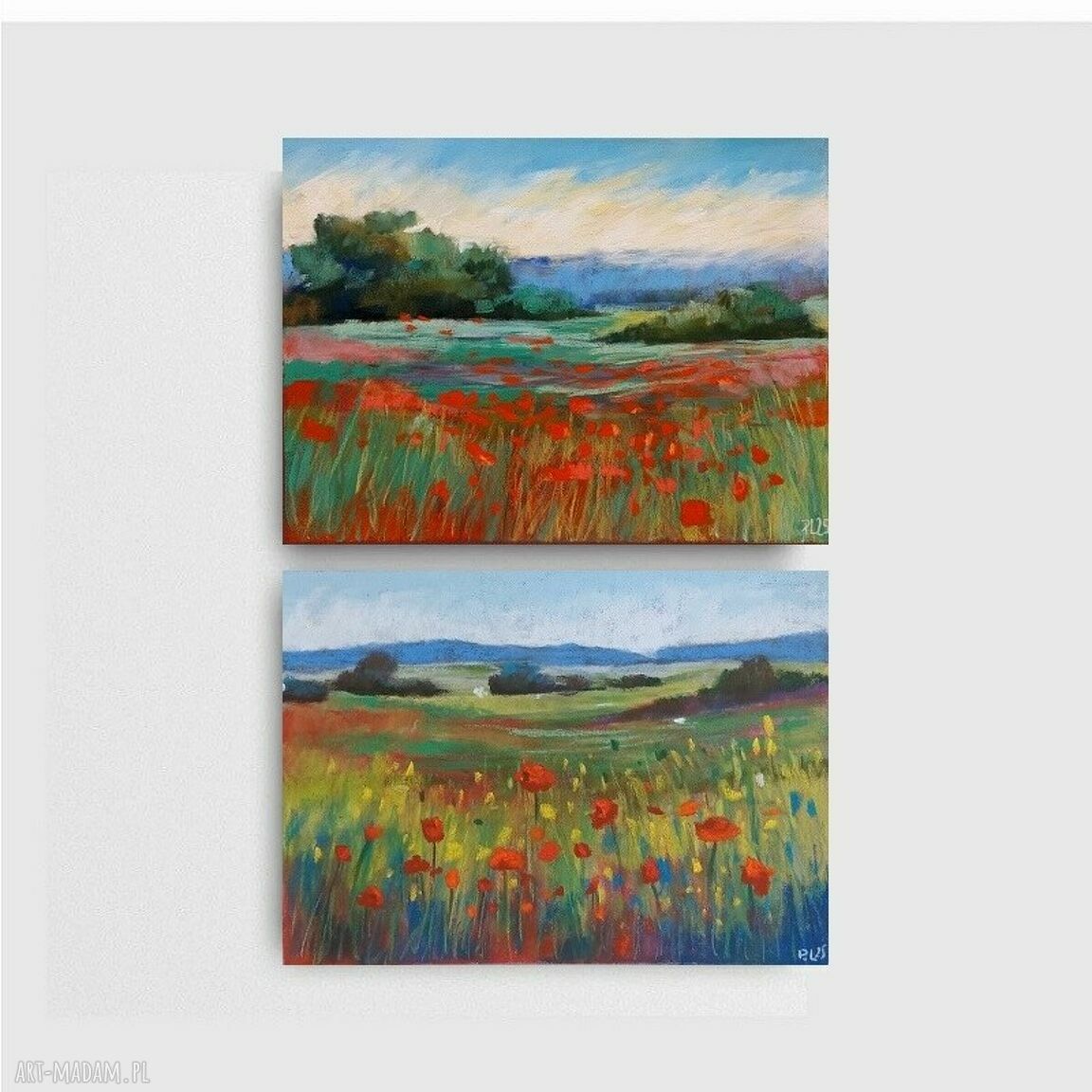 Łąka - dwa obrazy z pasteli suchymi 18x24 cm