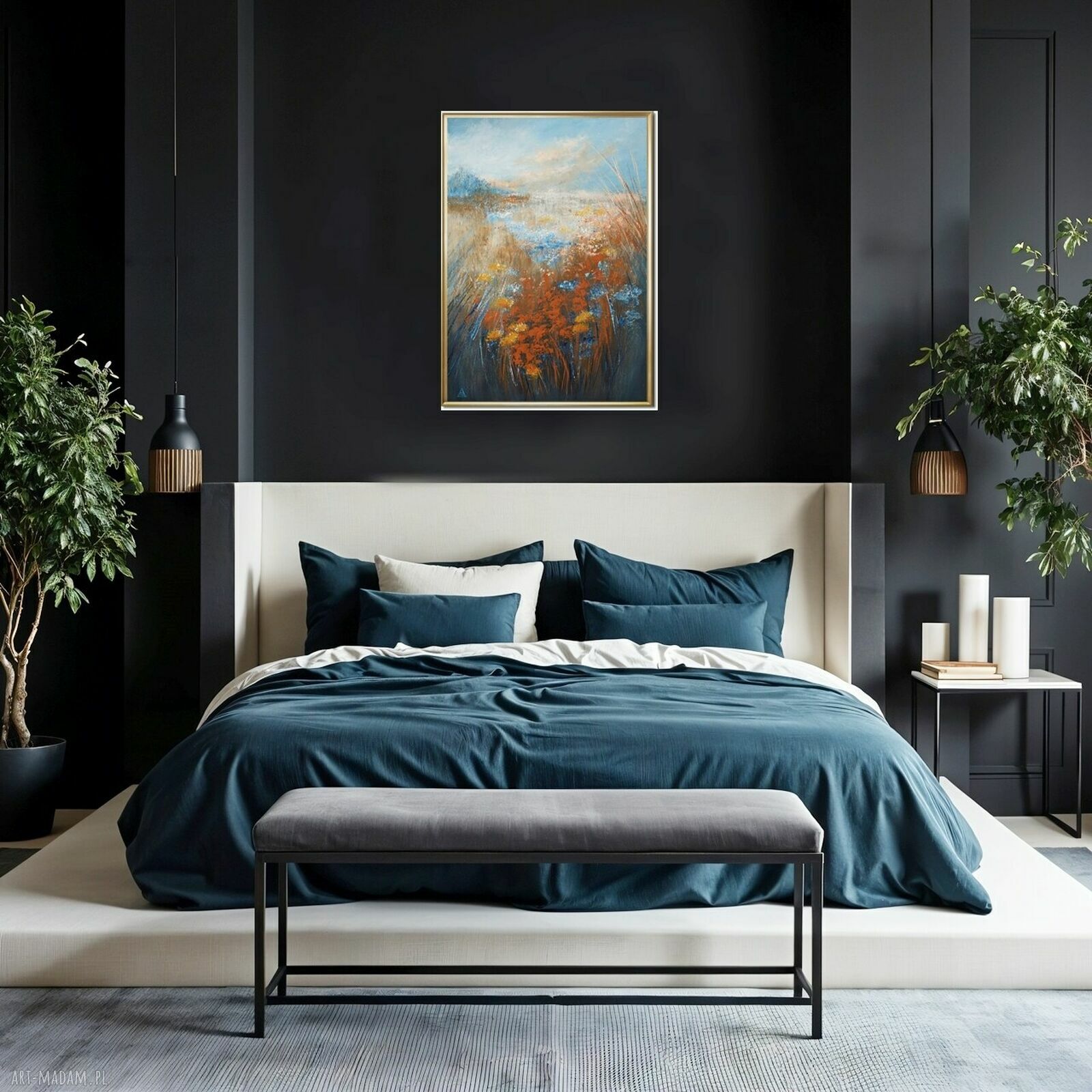 Łąka - impresja. Obraz malowany ręcznie na płótnie 50x70 cm do salonu