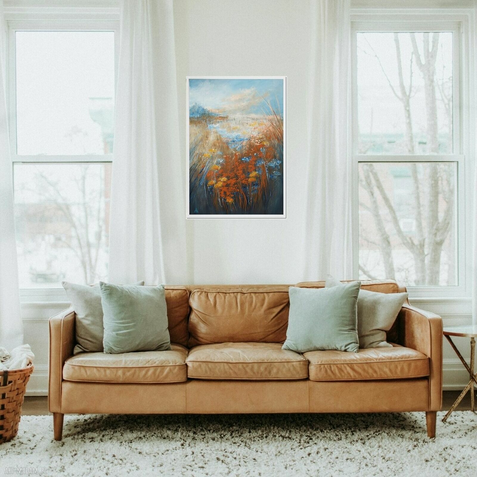 Łąka - impresja. Obraz malowany ręcznie na płótnie 50x70 cm do salonu
