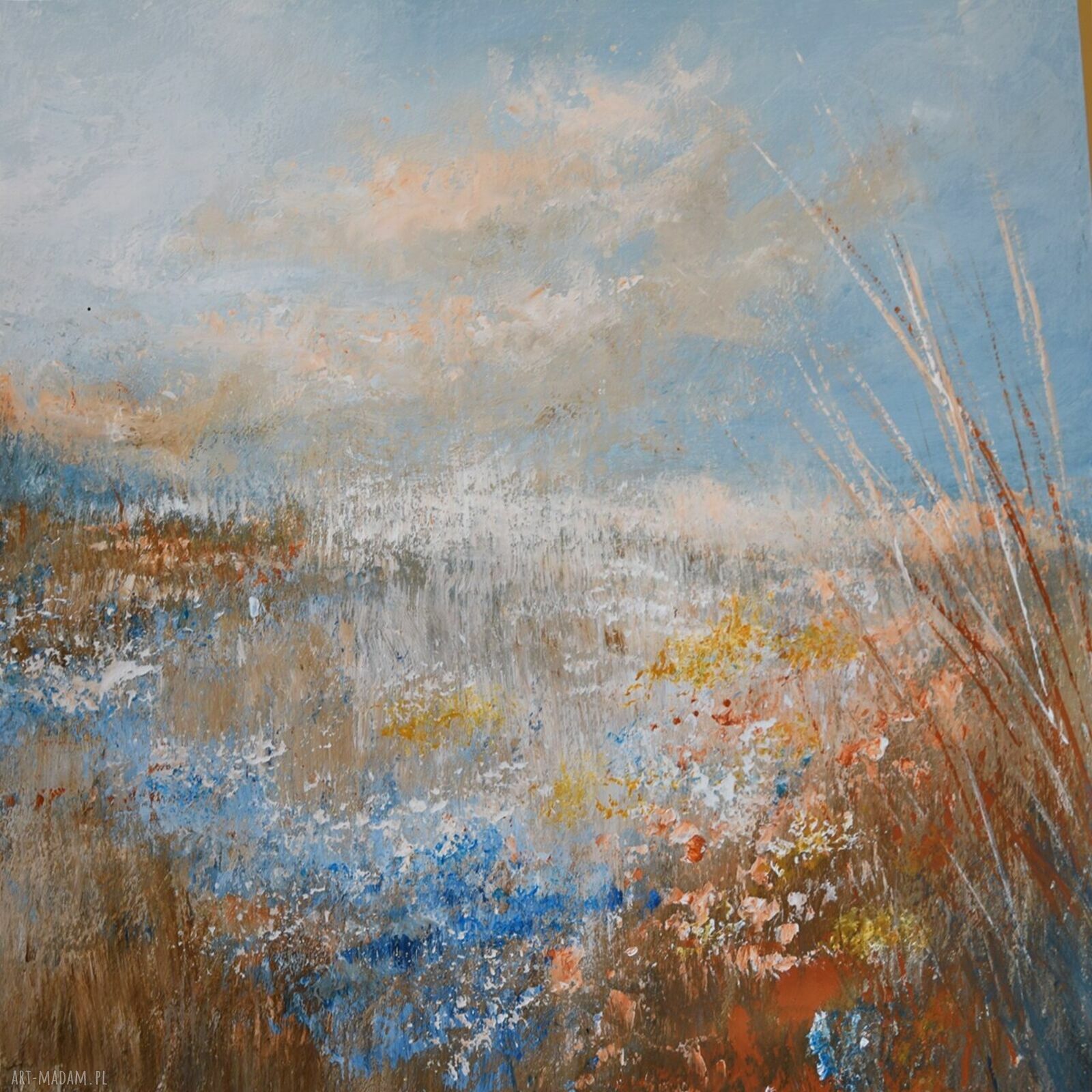 Łąka - impresja. Obraz malowany ręcznie na płótnie 50x70 cm do salonu