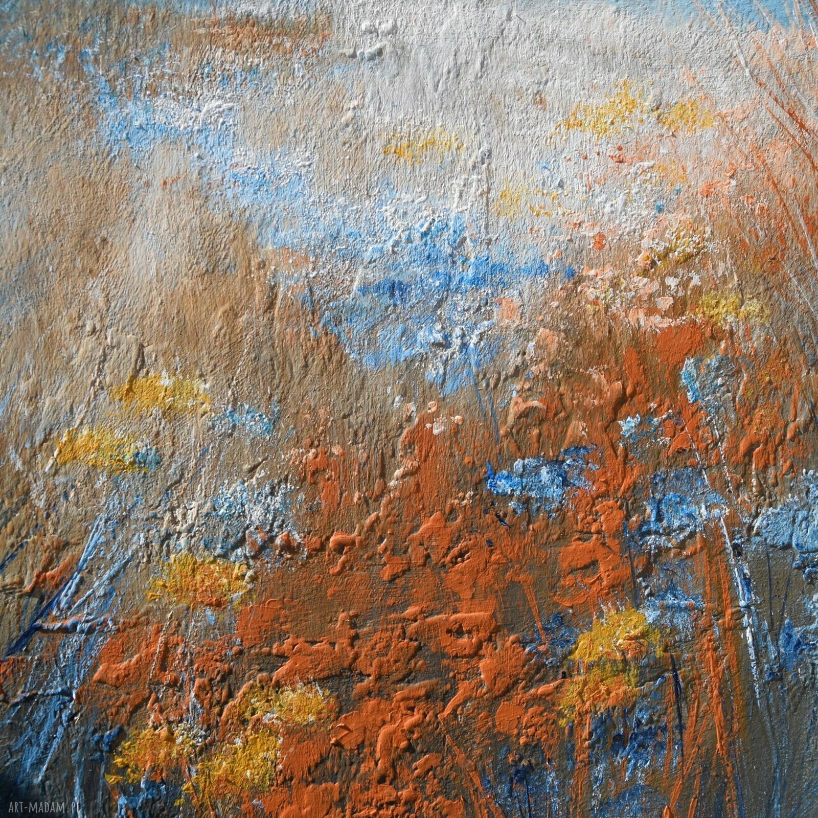 Łąka - impresja. Obraz malowany ręcznie na płótnie 50x70 cm do salonu