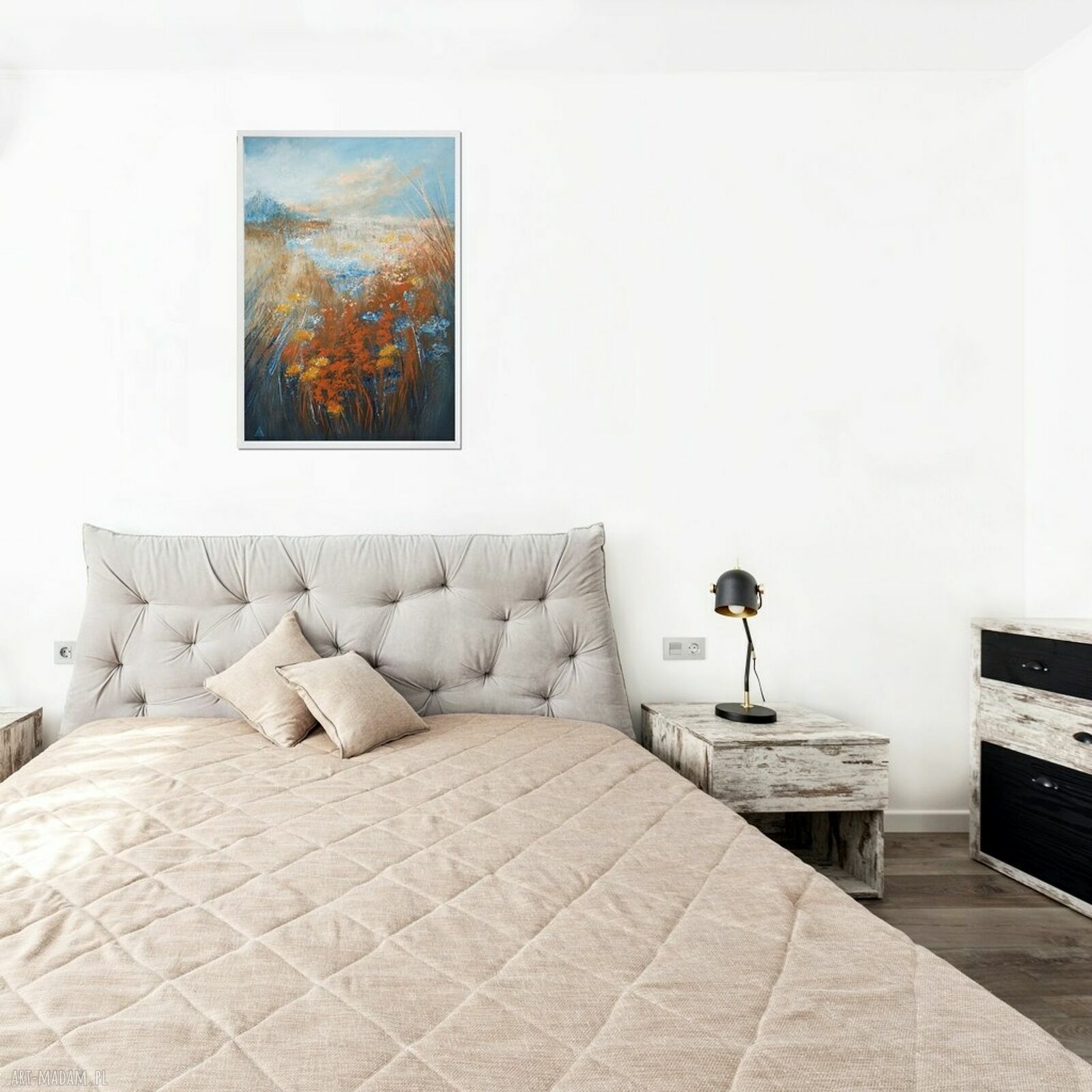 Łąka - impresja. Obraz malowany ręcznie na płótnie 50x70 cm do salonu