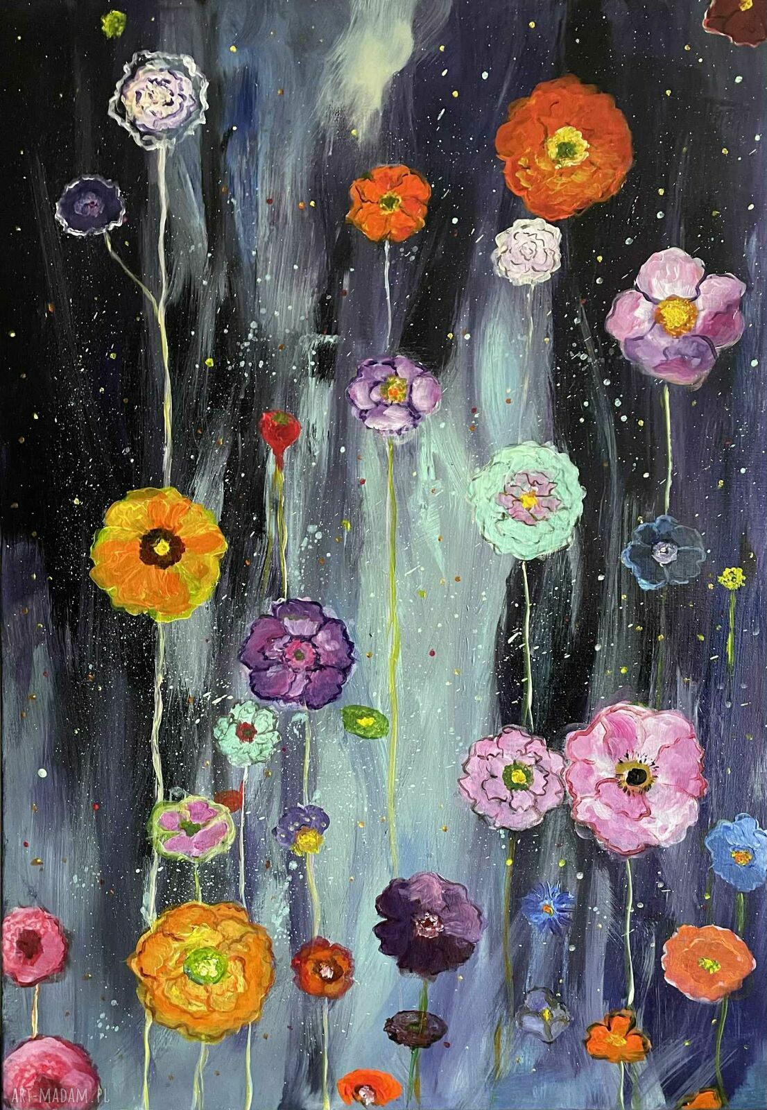 Łąka - tajemniczy, magiczny obraz akrylowy na płótnie 50x70