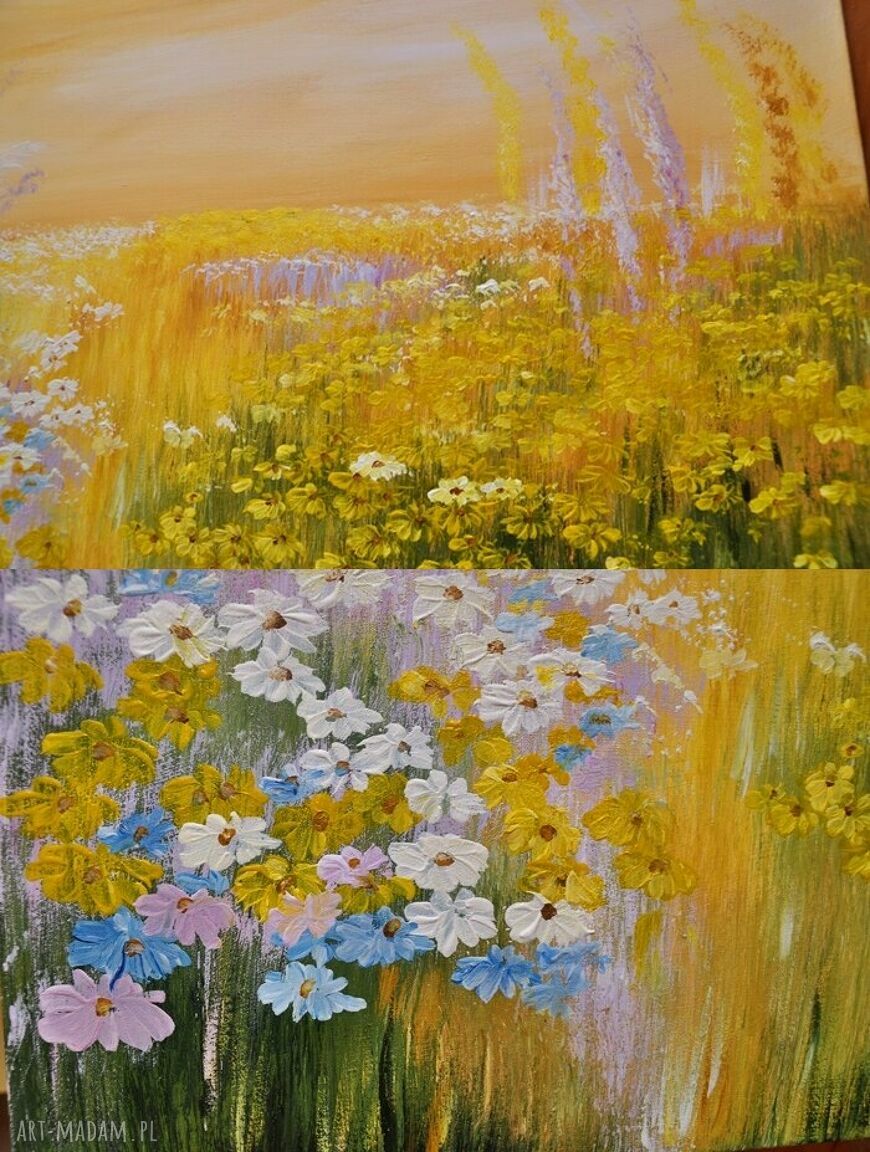 Łąka - obraz ręcznie malowany na płótnie 100x50 cm