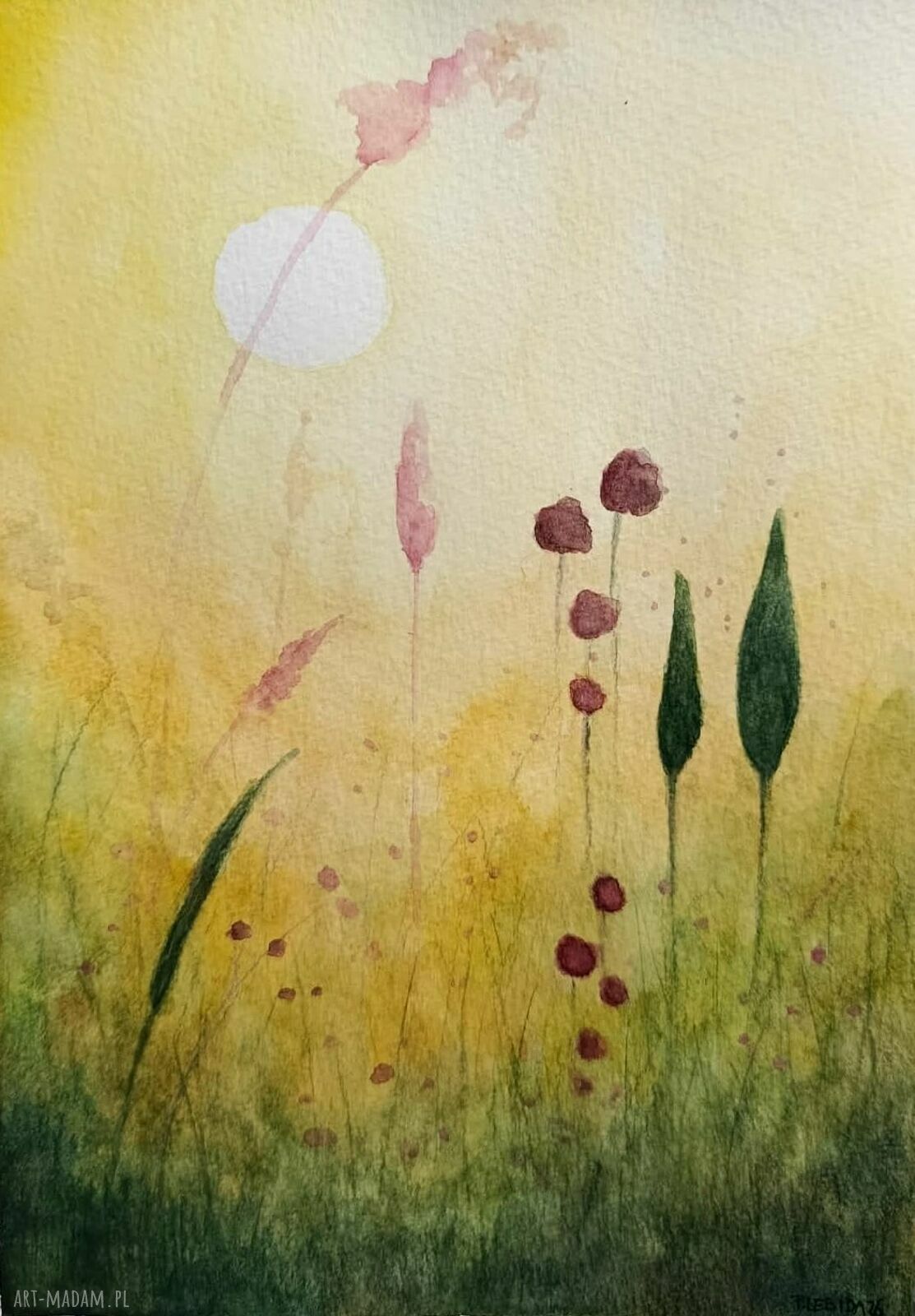 Łąka - obraz akwarelowy 25x18 cm (sygnowany, bez oprawy)