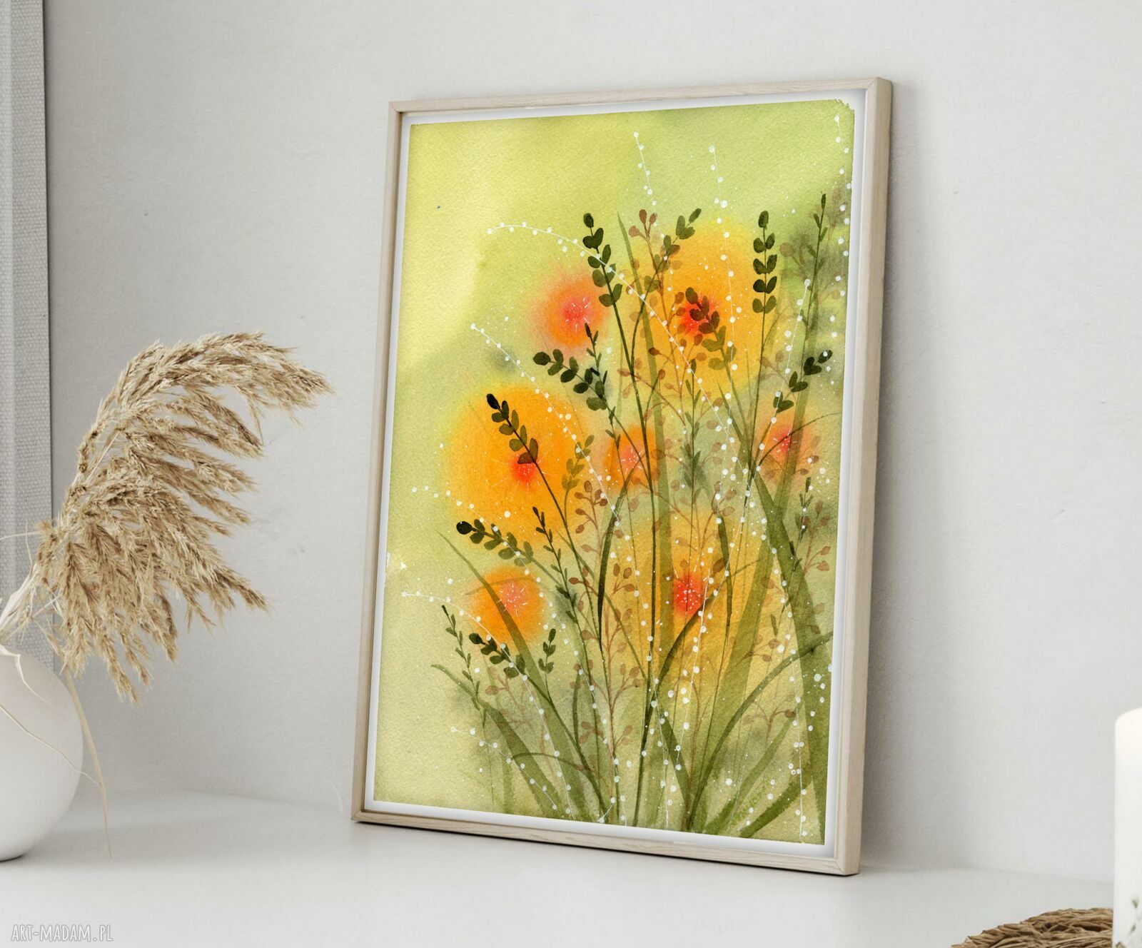 Łąka - plakat 50x70 cm z akwarelą trawa