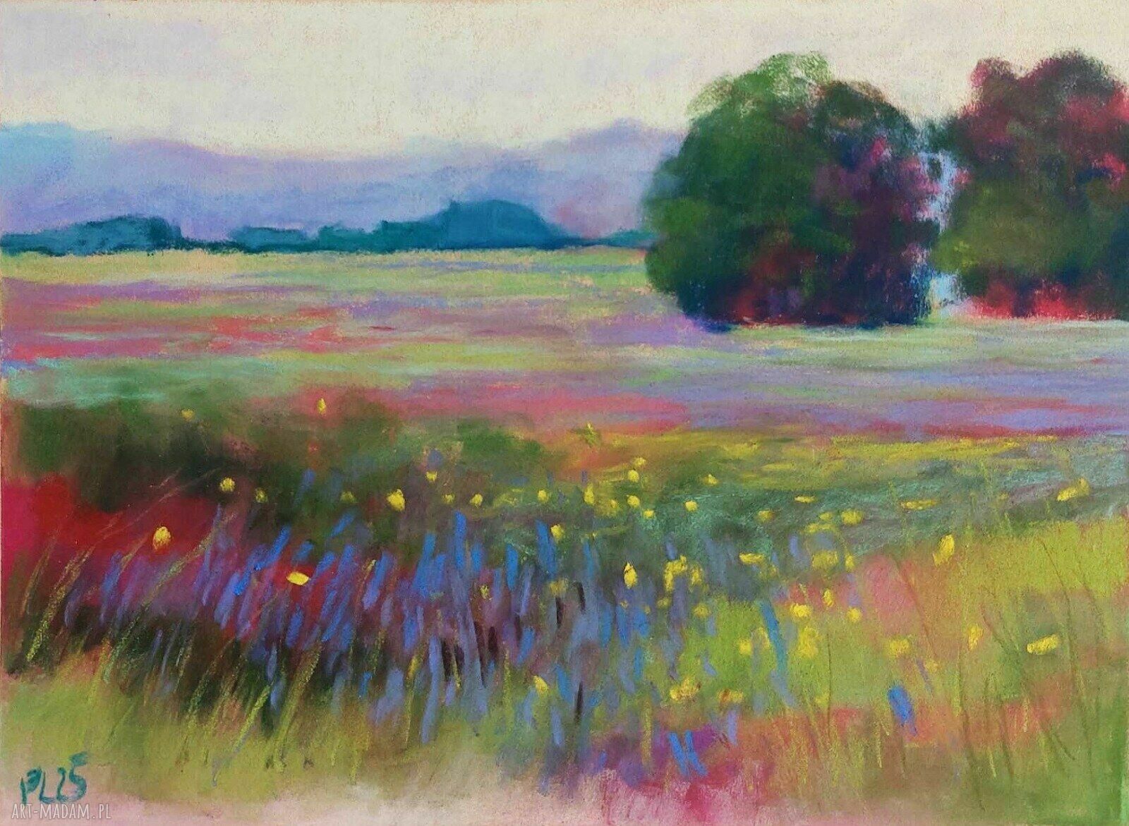 Obraz „Łąka” w pastelach suchych 18x24 cm