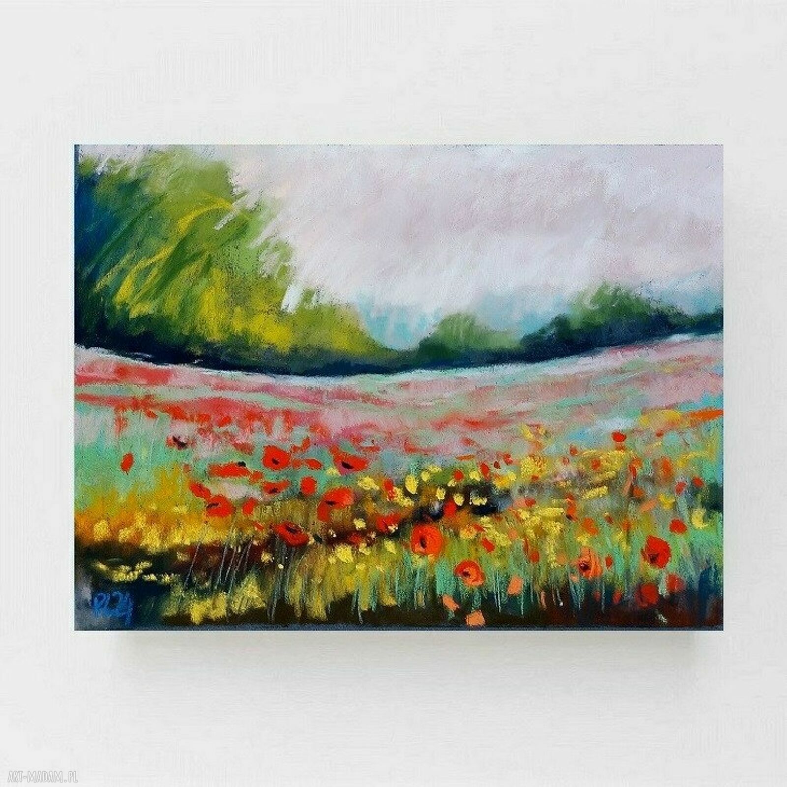 Łąka - obraz z suchych pasteli 18 x 24 cm