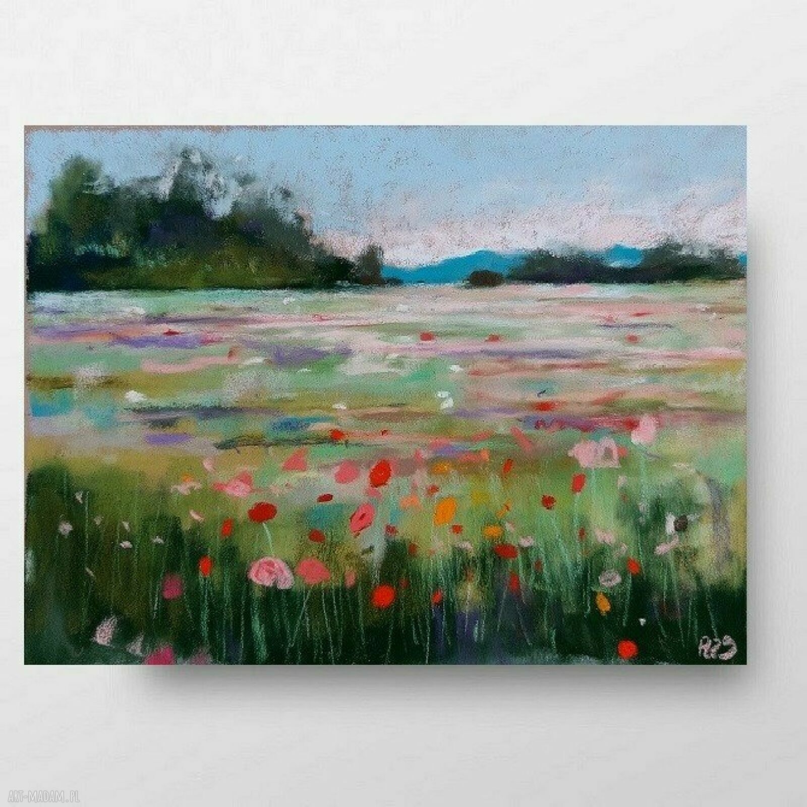 Łąka - obraz w pastelach suchych 18x24 cm