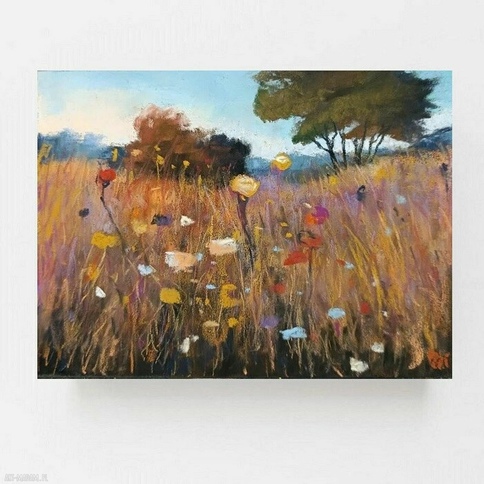Łąka - obraz z pasteli suchych 18x24 cm