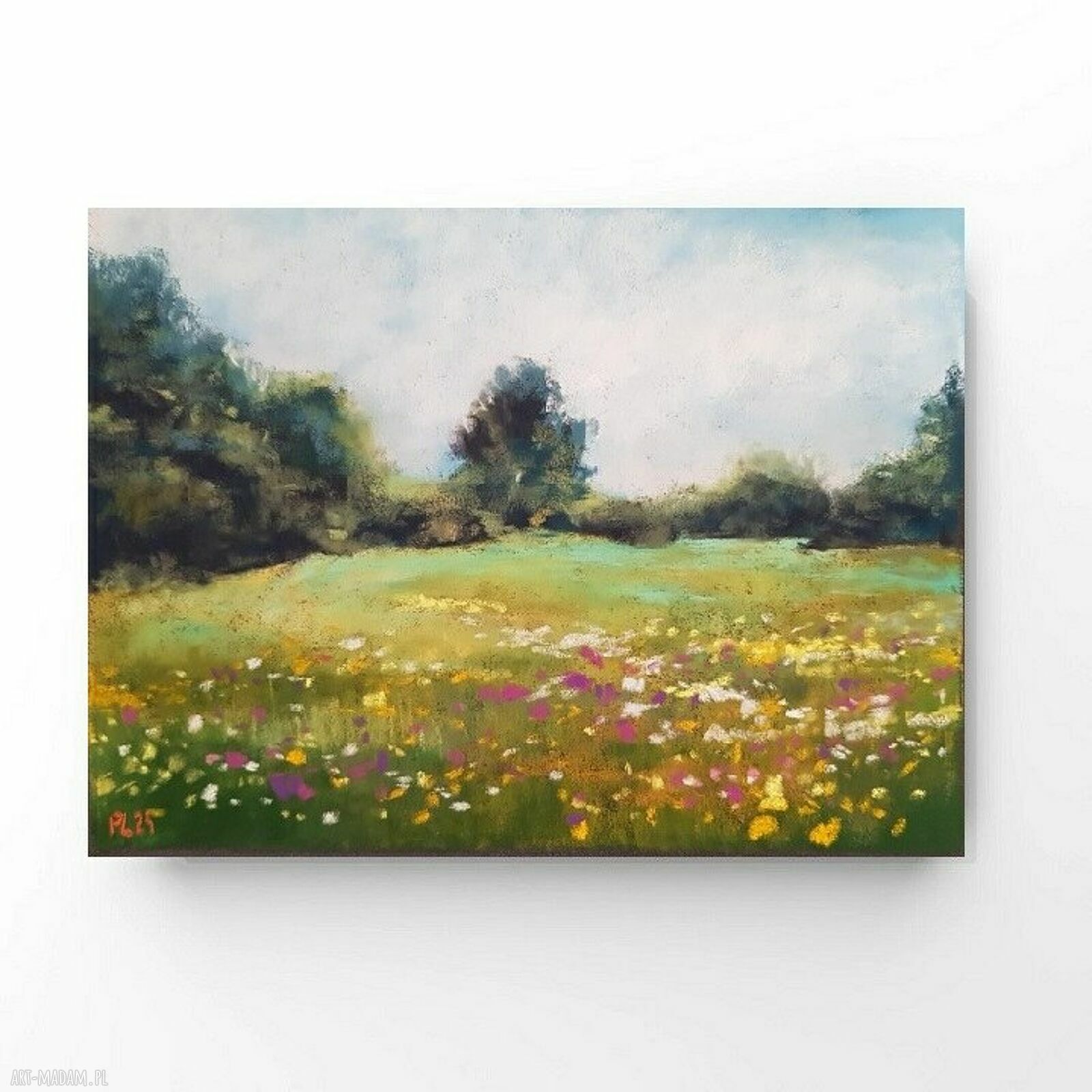 ŁĄKA - obraz z suchych pasteli 18/24 cm