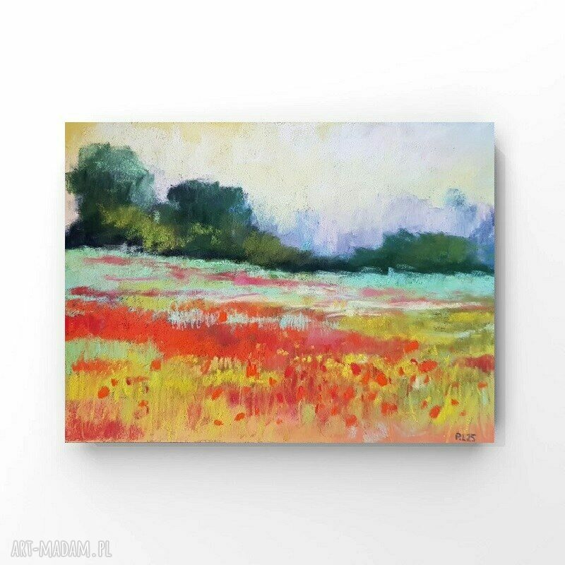 ŁĄKA - obraz z suchych pasteli 18x24 cm