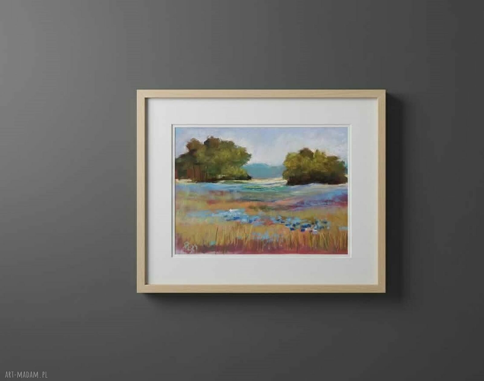 Łąka - ręcznie rysowany obraz z pasteli suchych 18 x 24 cm bez ramy