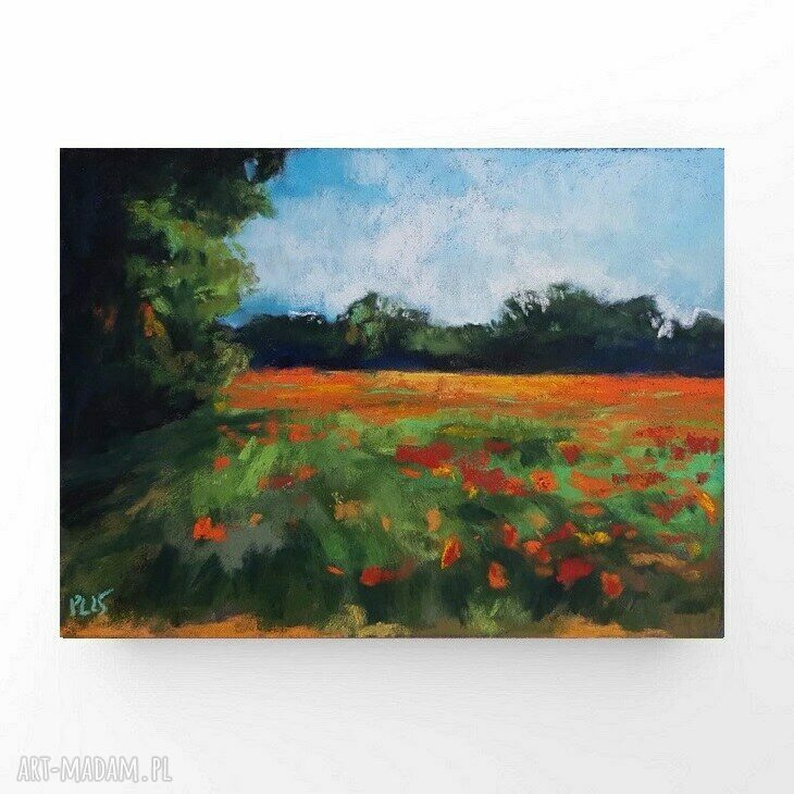 Łąka - obraz pastelowy 18 x 24 cm z kredkami Sennelier/Rembrandt