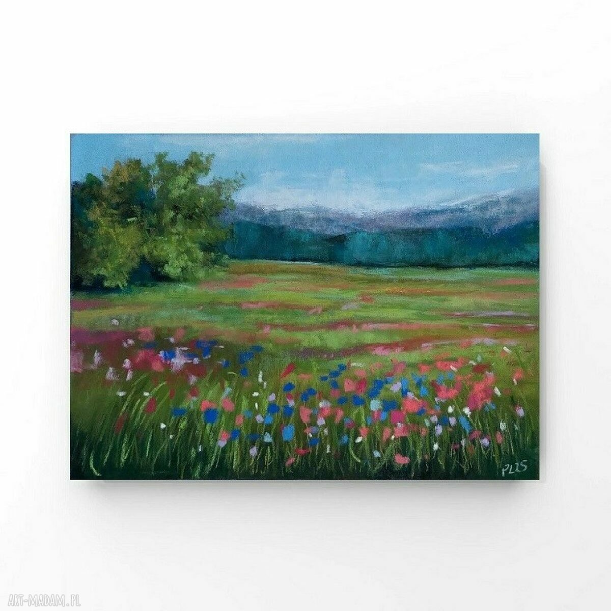 Łąka z pasteli 18x24 cm - ręcznie rysowany obraz