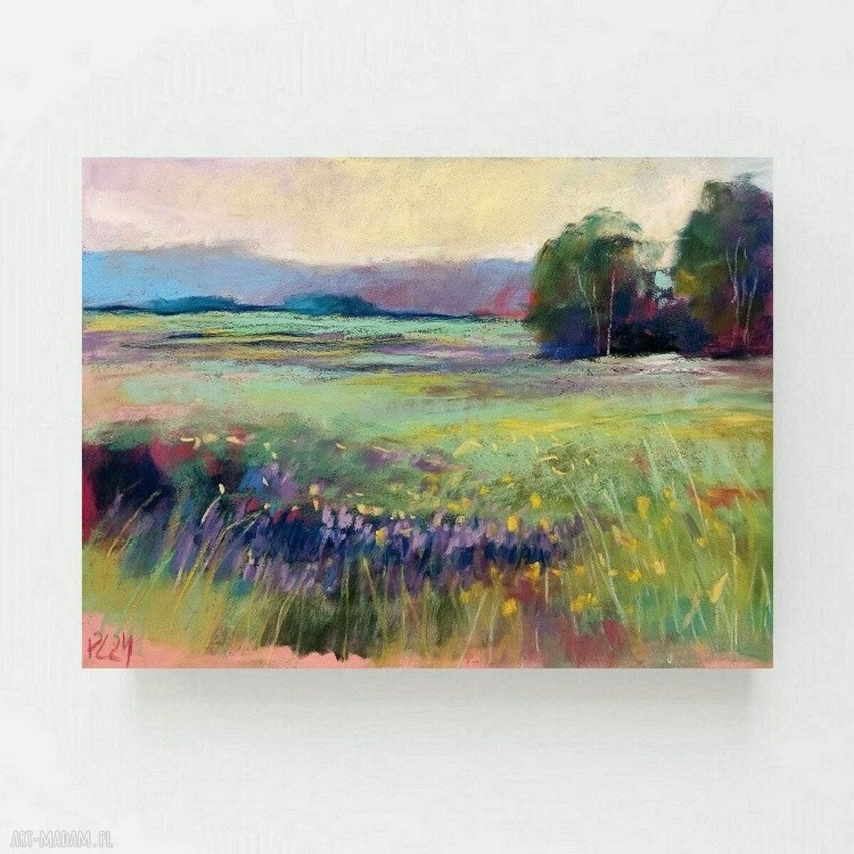Łąka - obraz pastelami suchymi 24x18 cm