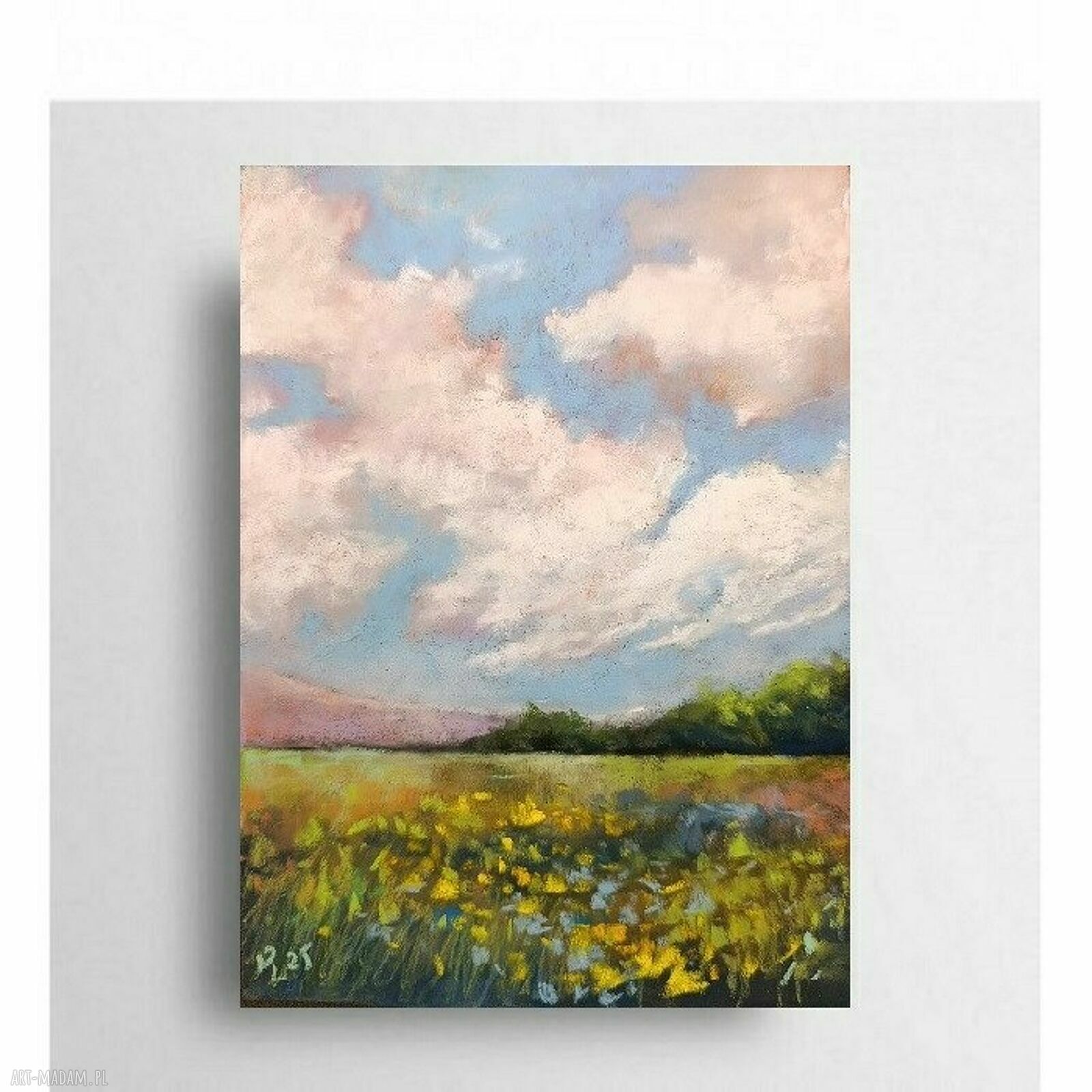 Łąka - obraz z pasteli suchych 24x18 cm, pejzaż Paulina Lebida