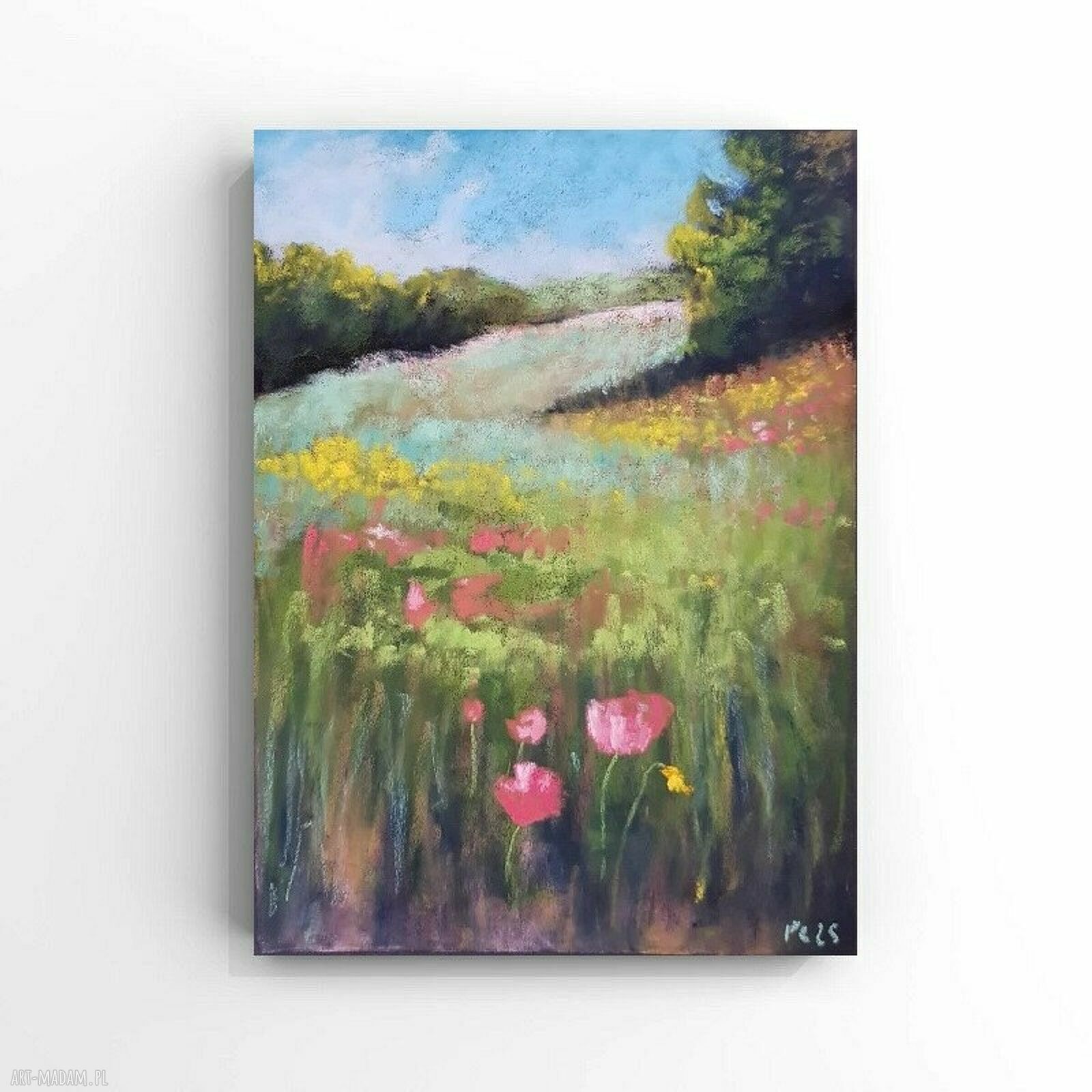 Łąka - obraz z pastel suchych, format 24x18 cm