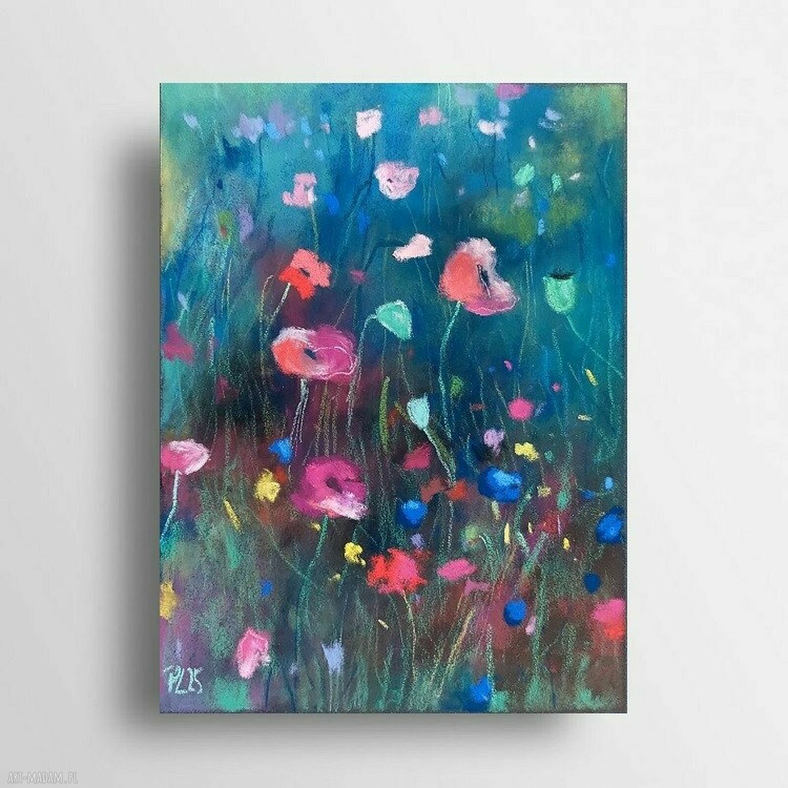 ŁĄKA - obraz w pastelach, format 24/18 cm