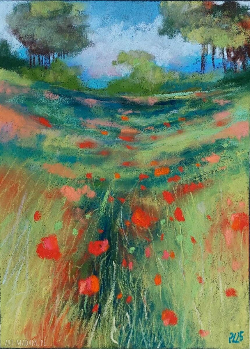 ŁĄKA - obraz z suchych pasteli 24 x 18 cm Paulina Lebida