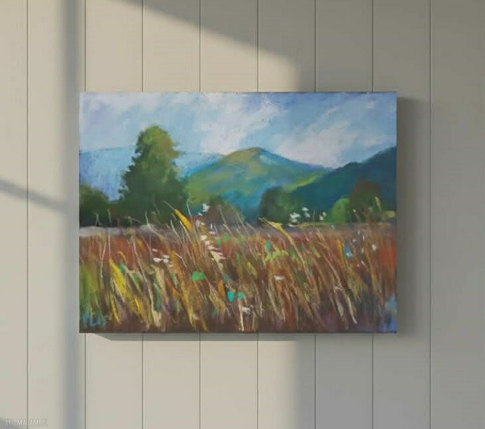 Łąka - ręcznie wykonany obraz 18x24 cm w technice pasteli suchych