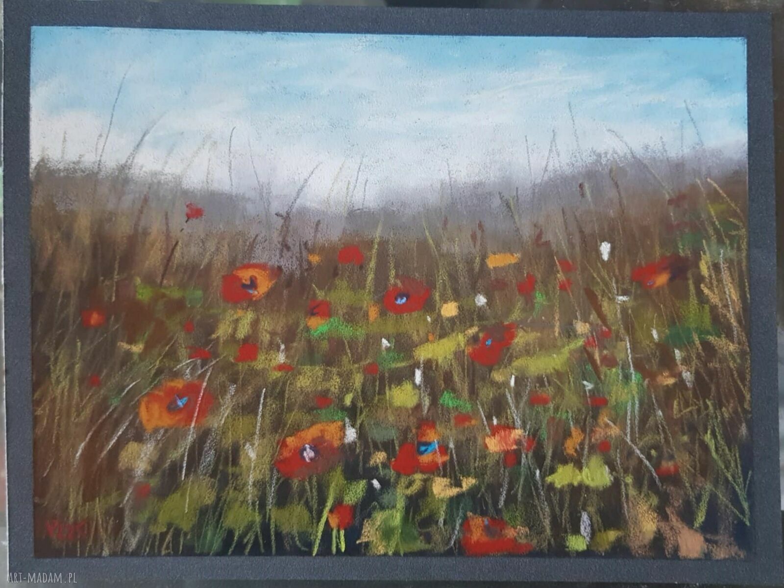 Łąka - rysunek z suchych pasteli 18 x 24 cm