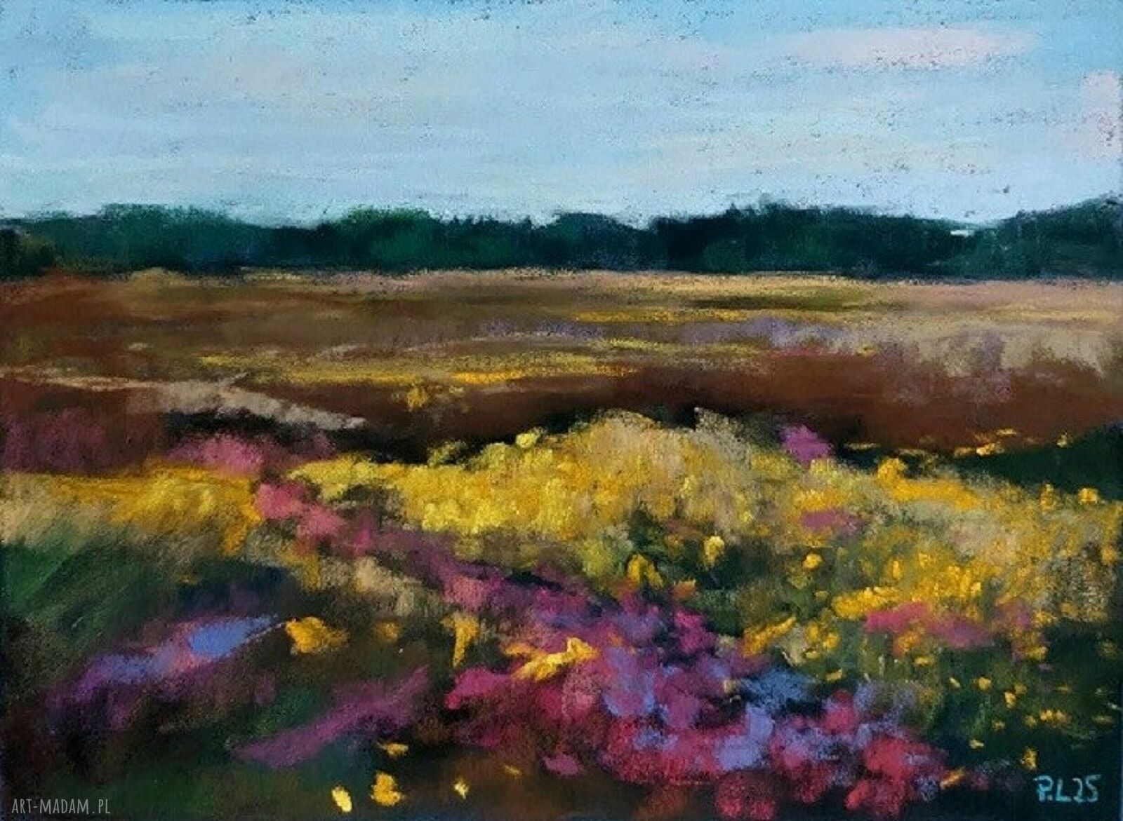 Łąka - obraz z suchych pasteli 18/24 cm