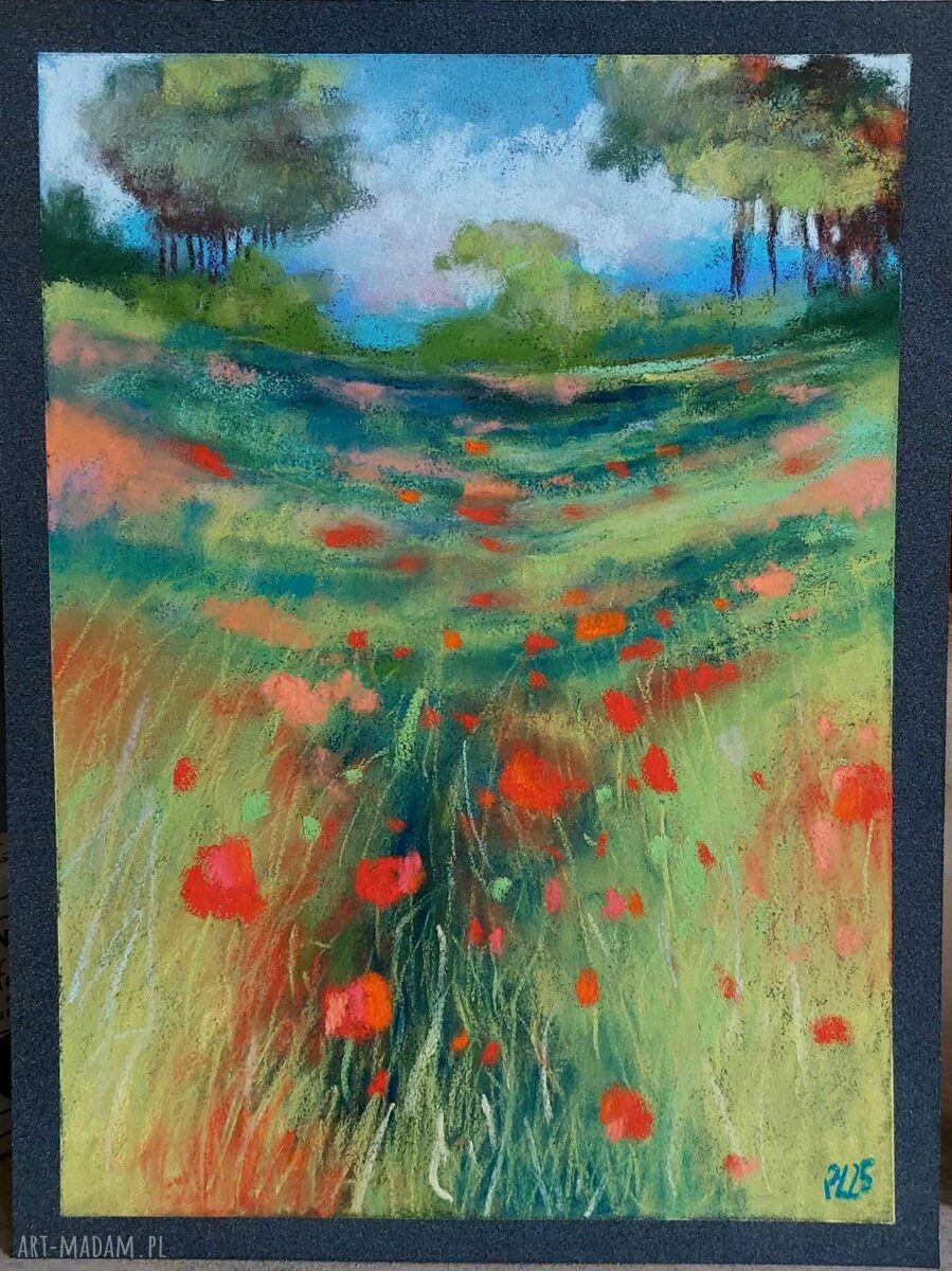 ŁĄKA - obraz z suchych pasteli 24 x 18 cm Paulina Lebida