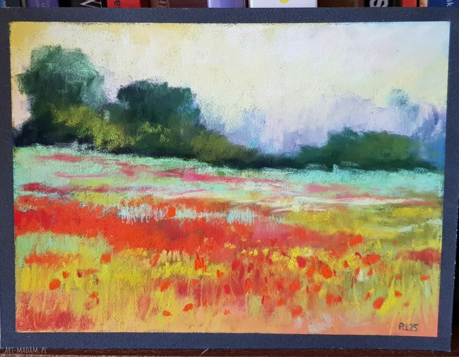 ŁĄKA - obraz z suchych pasteli 18x24 cm