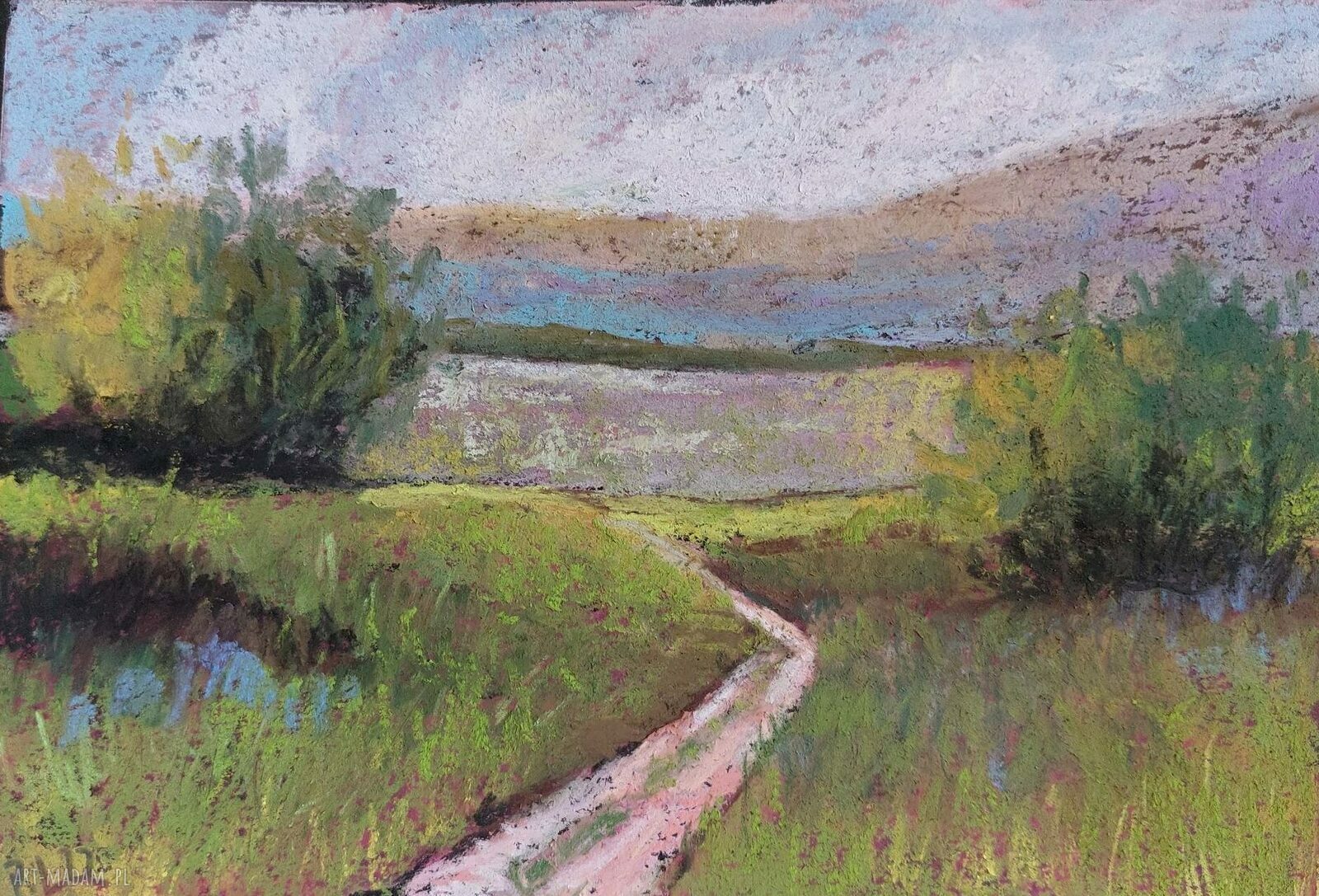 Łąka - obraz pastelami suchymi (A5)
