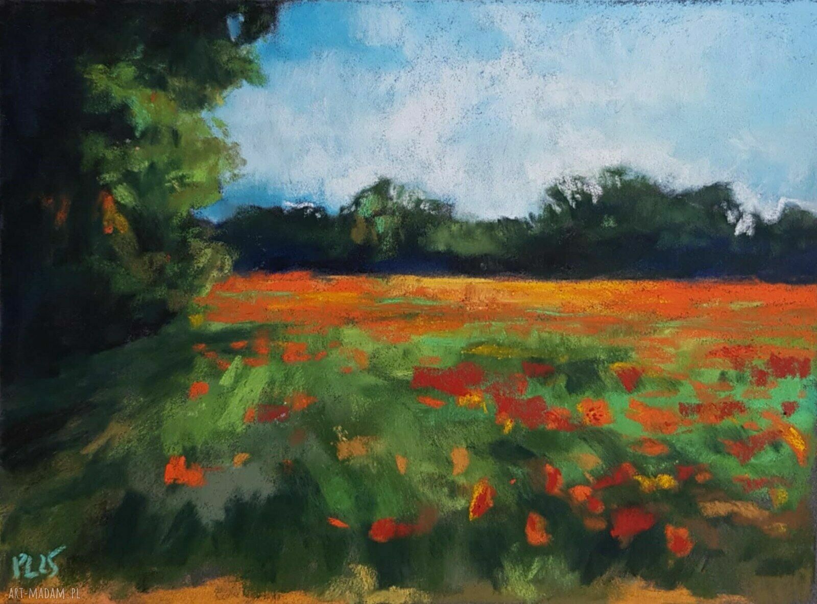 Łąka - obraz w pastelach suchych 18x24 cm