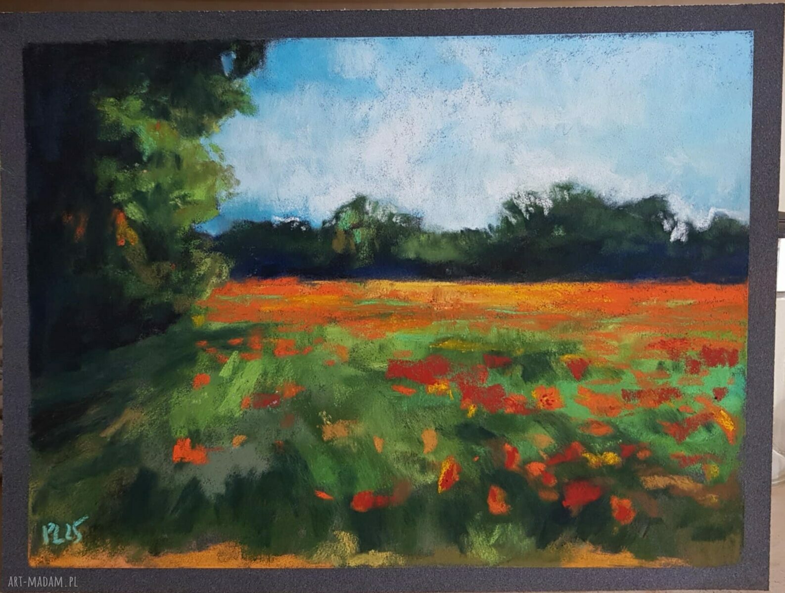 Łąka - obraz pastelowy 18 x 24 cm z kredkami Sennelier/Rembrandt