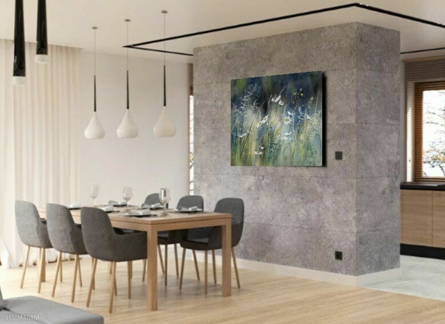 Łąka - ręcznie malowany obraz olejny 70x70 cm