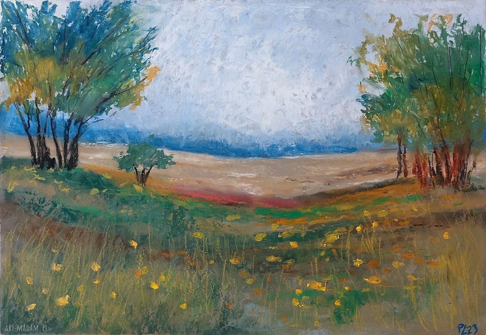 Łąka - rysunek A4 pastelami olejnymi